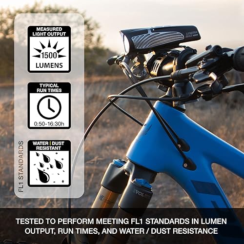 Miniatura 2 de NiteRider Lumina Max 150020002500 Bike Light  USB-C Rechargeable LED Headlight with Wireless Control, 8 Lighting Modes, 8-Step Fuel Gauge, IP64