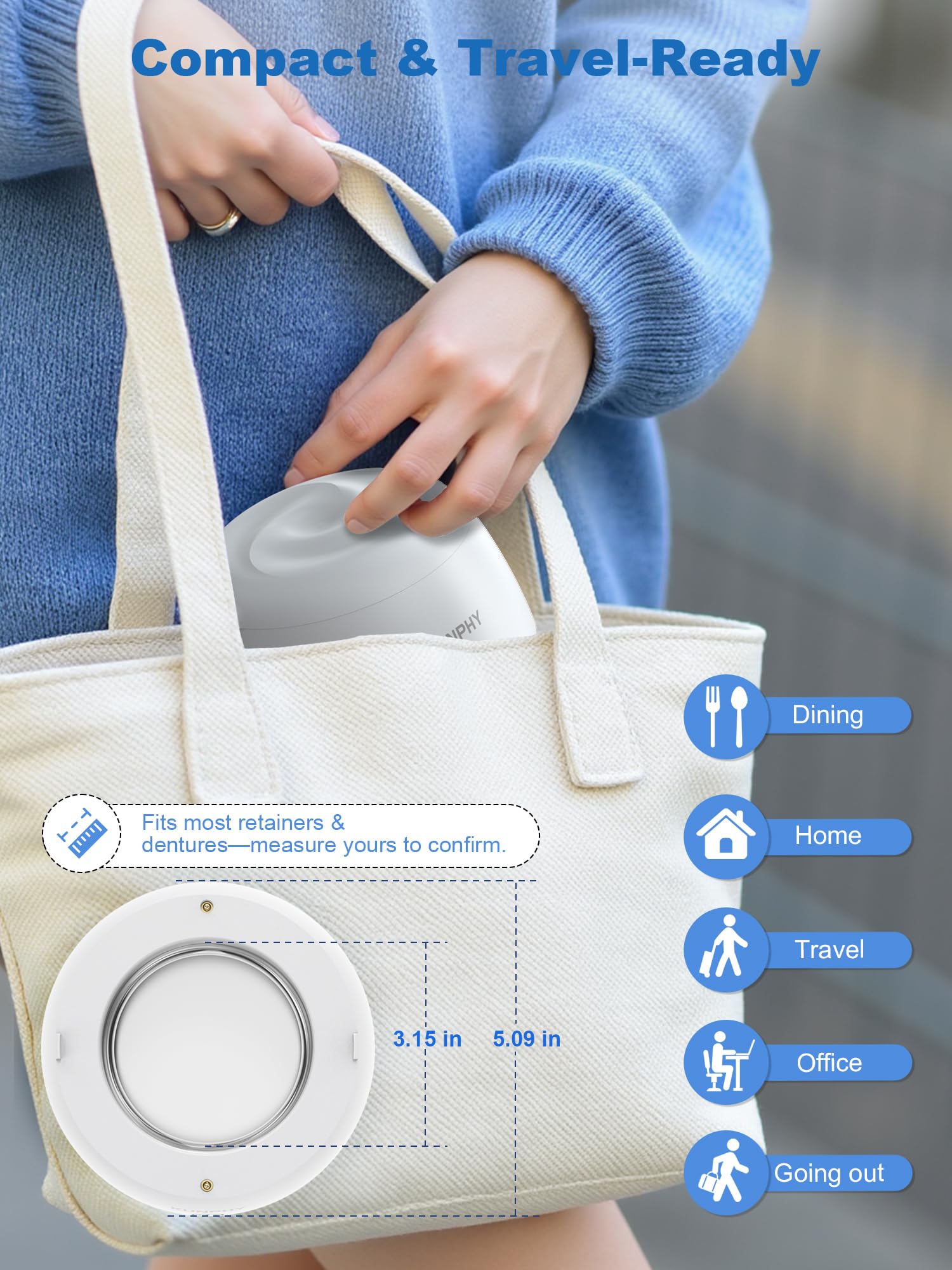 Limpiador ultrasónico de retención: kunphy 48 kHz limpiador ultrasónico, cápsula dental para alineador, protectores nocturnos, protectores bucales deportivos, aparatos ortopédicos, cabezales de