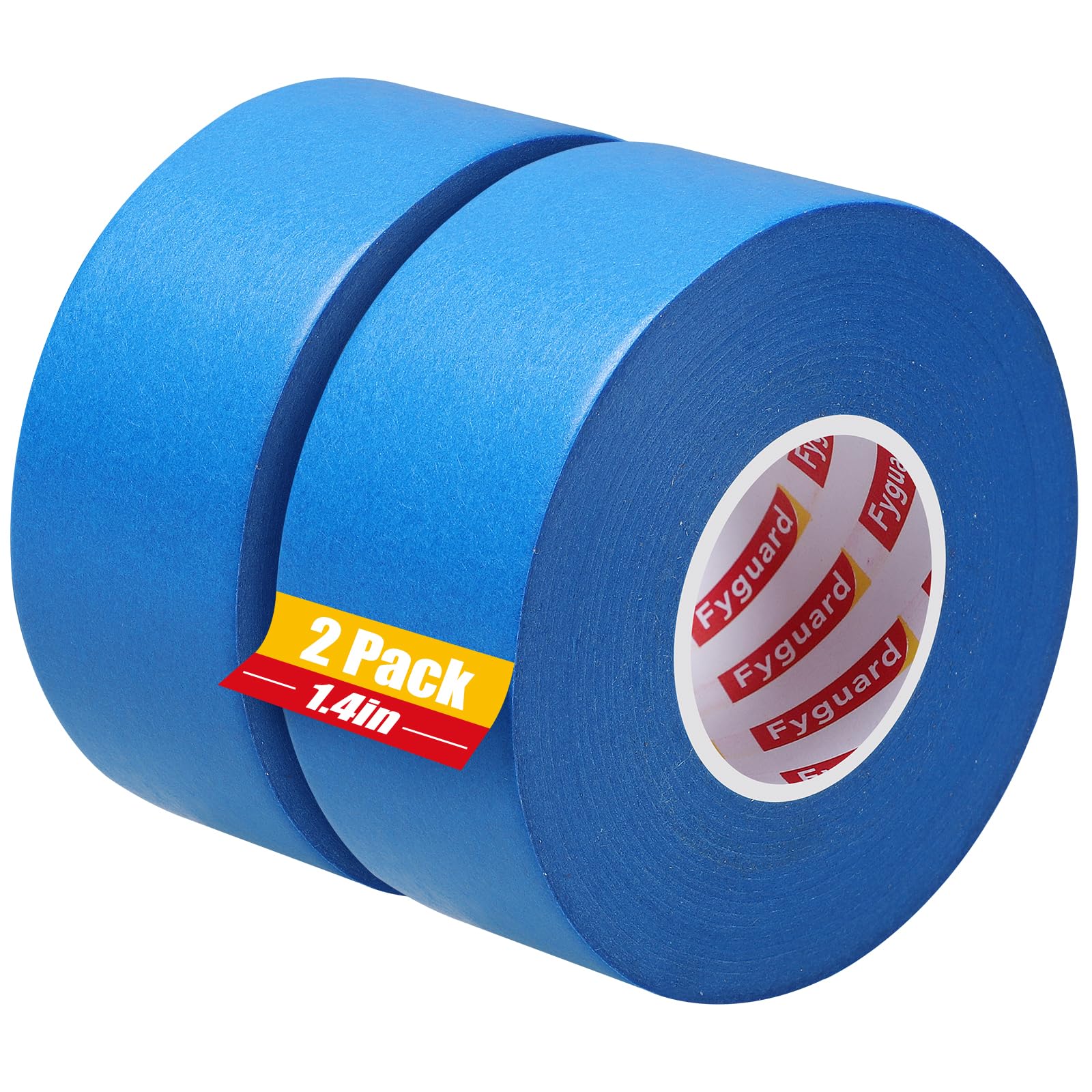 Fyguard 2 Rolls Painters Tape, 36mm x 50m Blue Masking Tape for Painting Decorating Tape UV Resistant for Sharp Lines Edge Treatment Color Separation — image 1