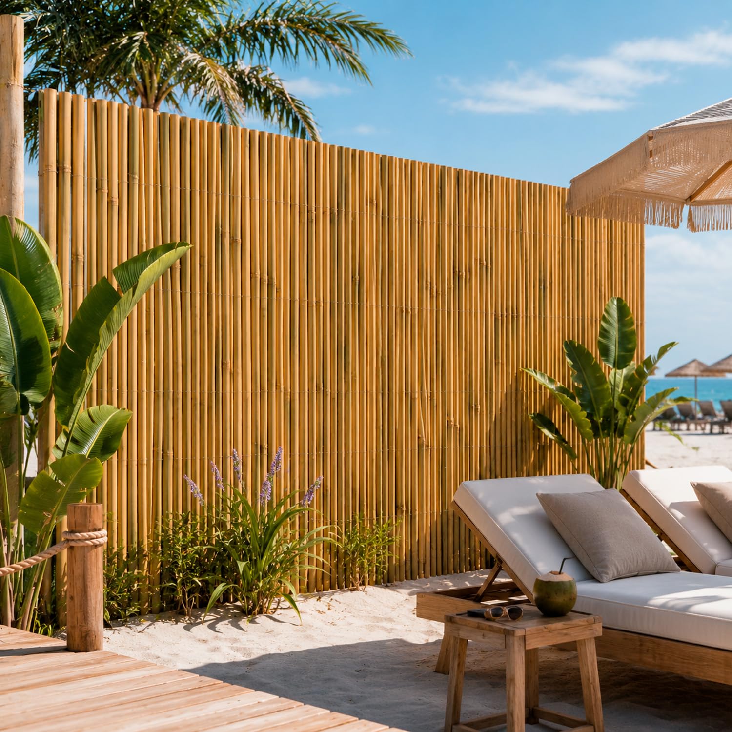 Arella In Bambù Naturale Per Recinzione E Copertura Da Esterno Schermatura Privacy Stuoia Canna Cannette Bamboo Ombreggiante Per Giardino Terrazza Balcone Gazebo 2x3 Metri