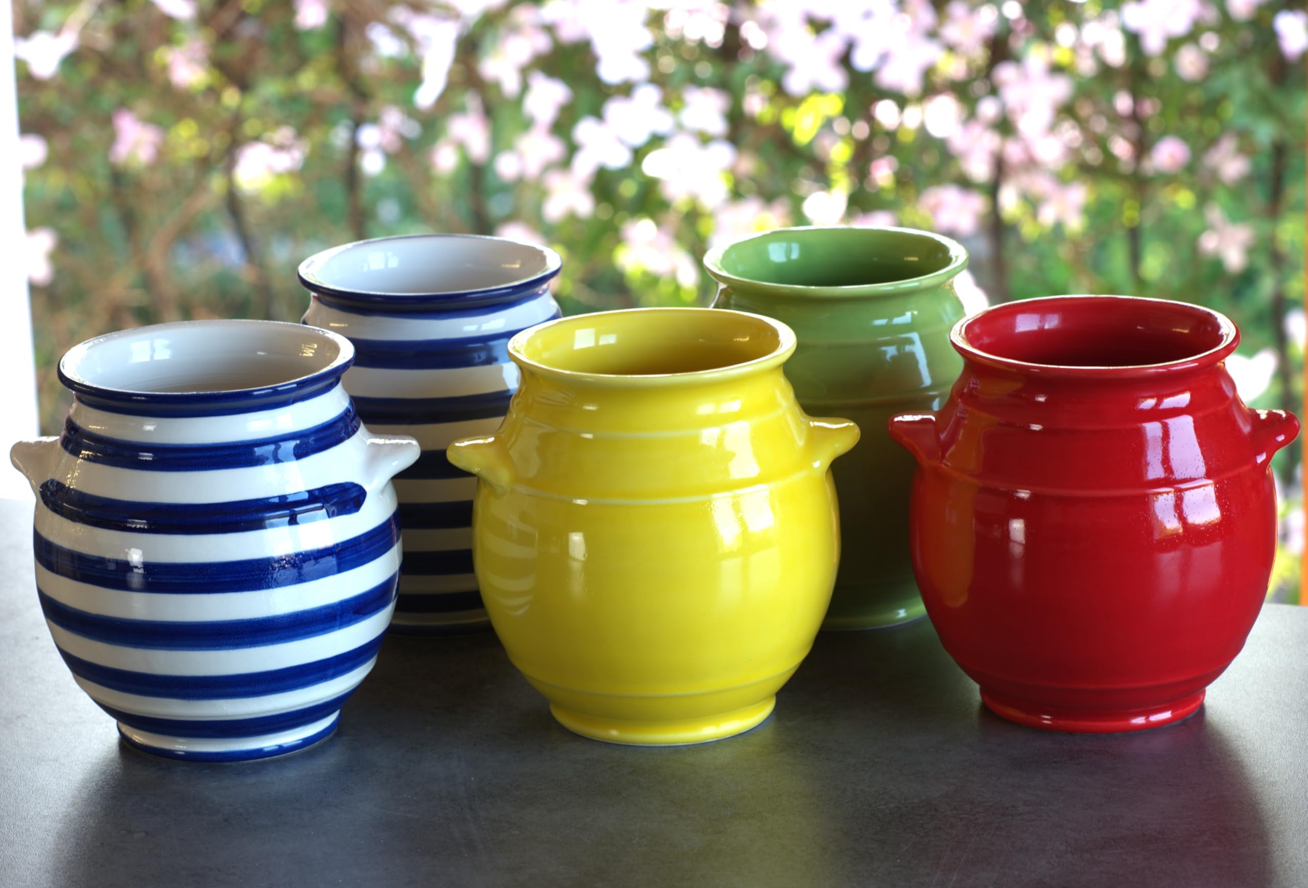Pot à ustensiles en céramique trempé à la main | Porte-ustensiles de cuisine artisanal | Fabriqué en Espagne | Élégant pot à couverts | Pot à couverts rustique pour cuillères, spatules