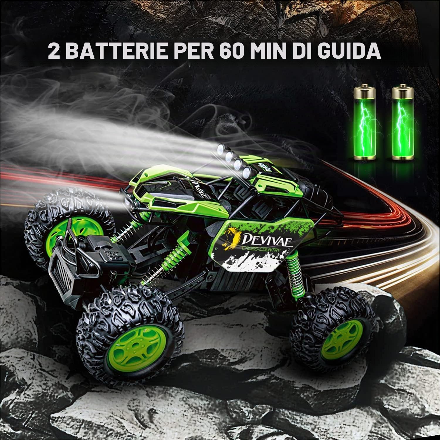 CROBOLL 1:12 Grande Macchina Telecomandata per Bambini con Funzione di Sollevamento, Auto RC 4WD Monster Truck Giocattolo Regali Fuoristrada 2.4GHz Camion RC per Tutti i Terreni(Verde)