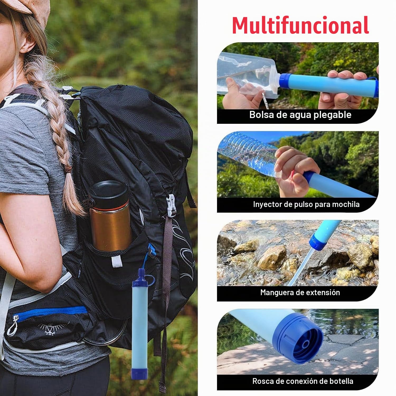 Gemmac Kit Supervivencia, 218 en 1 Portátil Kit Supervivencia 72 Horas Equipada con Filtro Agua Chubasquero Silbato Brujula Luz Camping Multifuncional Survival Kits Camping Aventura Senderismo Regalo