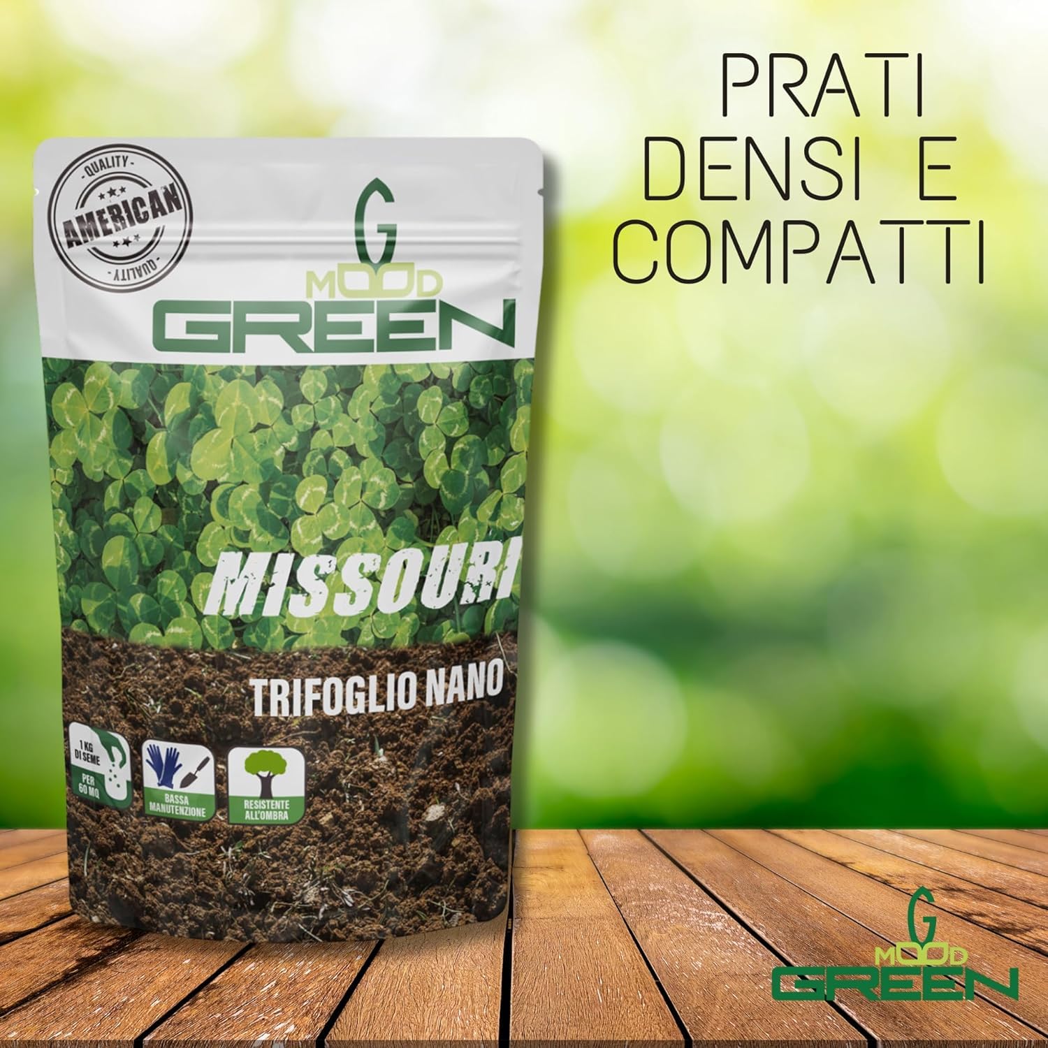 GREENMOOD MISSURI Trifoglio Nano American Quality Bassa Manutenzione pochi tagli mensili (Fino a 200 m2 x 2 Kg)
