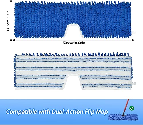 Miniatura 2 de Paquete de 4 cabezales de repuesto compatibles con la mopa O-cedar de doble acción, cabezal de repuesto de microfibra y chenilla para uso en