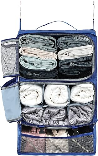Surblue Estantes colgantes, bolsa de almacenamiento de viaje, cubo de embalaje de compresión para maleta, organizador de armario portátil plegable