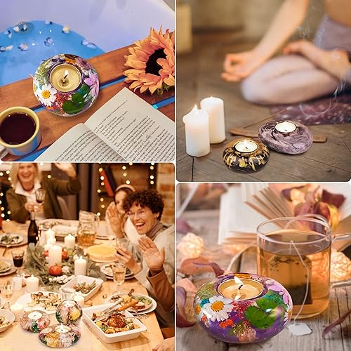 Miniatura 6 de LET'S RESIN Tealight - Moldes de resina para velas de silicona, 3 piezas de candelabros de luz de té para resina, yeso, cemento y hormigón, moldes