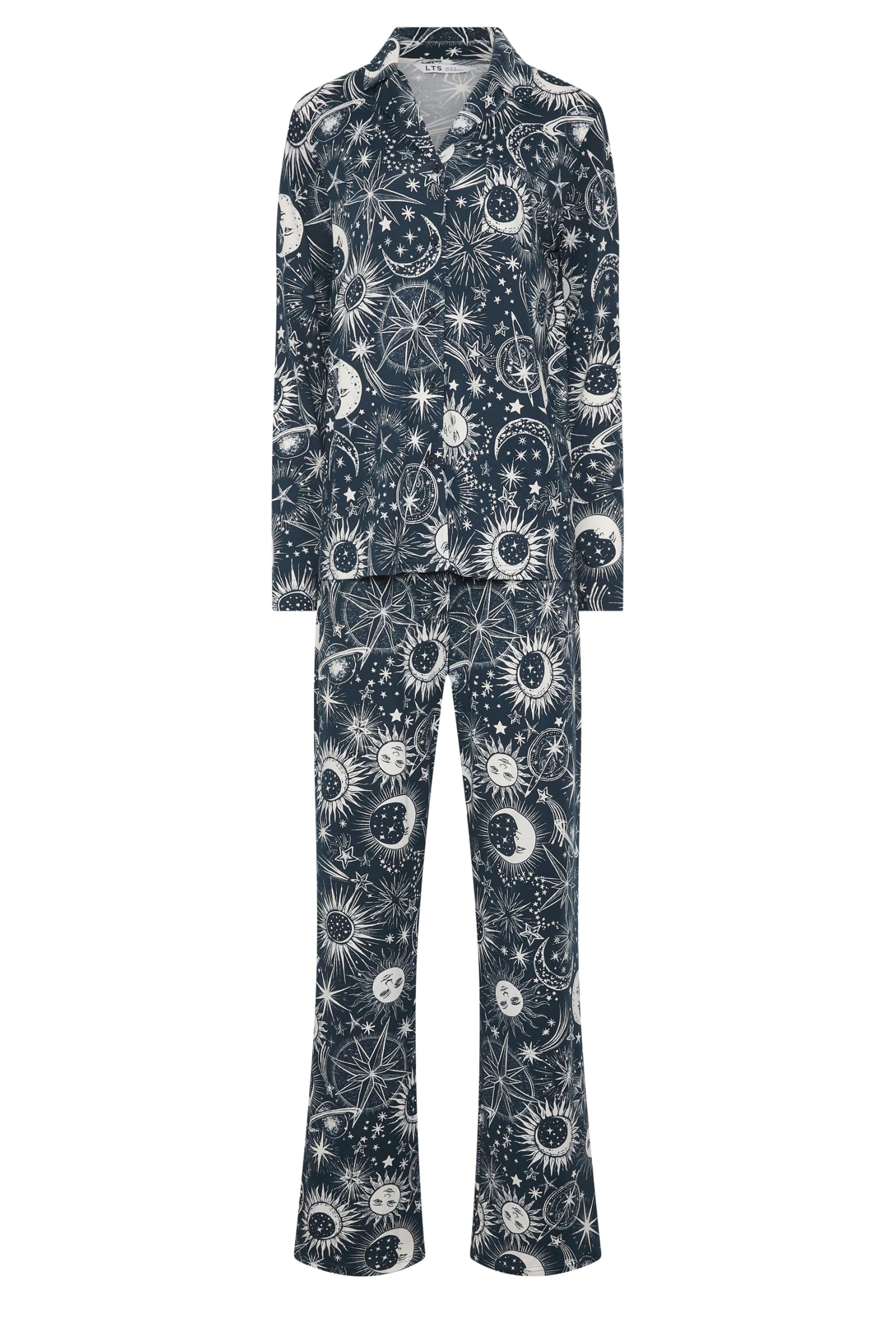 Long Tall Sally Women's Mid Navy Tall Soft Touch Pyjama Set In | Size: 10-12