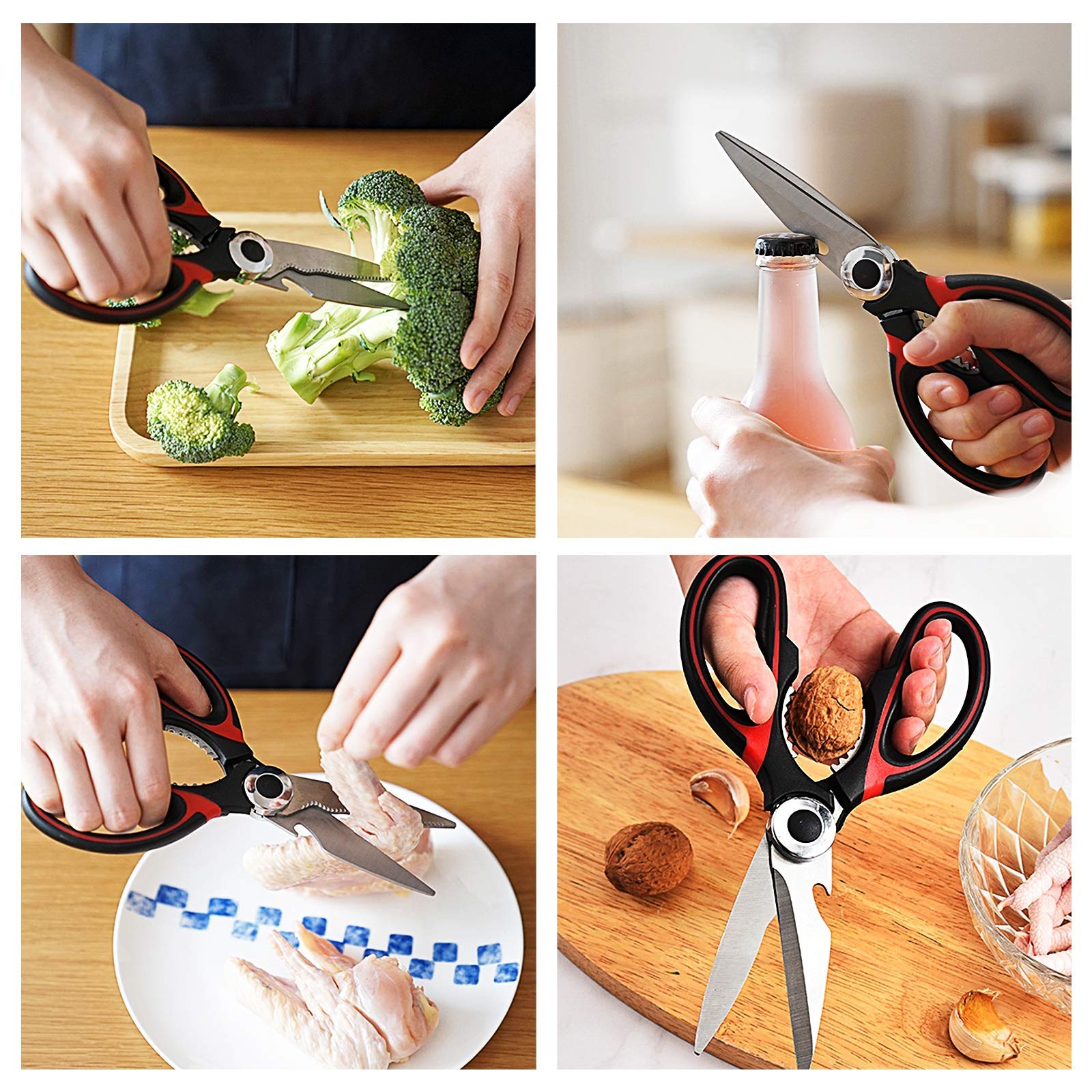 Fleischschere, Edelstahl Küchenschere für Geflügel Hähnchen Kräuter Fleisch Fisch Gemüseschere 1er Pack, 2 (3)