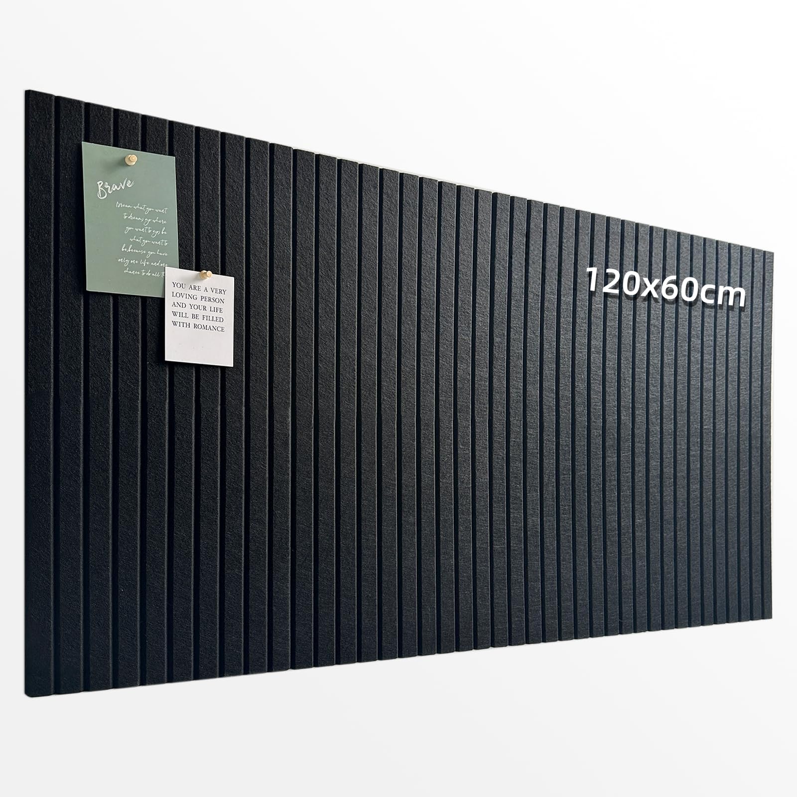 Duża filcowa tablica do przypinania, samoprzylepna, 120 x 60 cm, pionowe paski, dekoracyjna tablica do przypinania z filcu, do pokoju dziecięcego, biura, kuchni, czarna