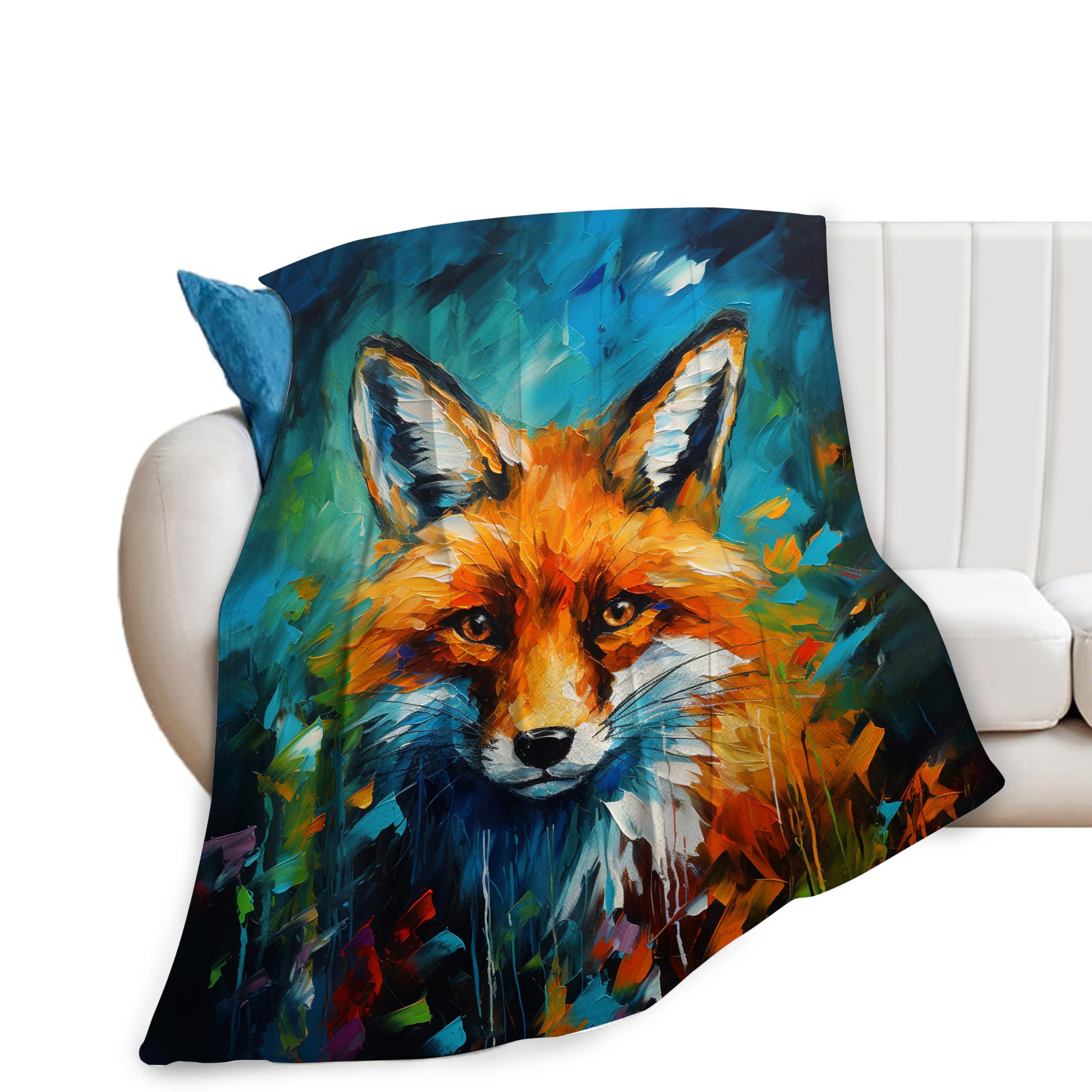 Fox Blanket Banksy Throw Blankets Foxes Stuff Gifts for Men Women Boys Girls Adults Fleece Flannel Blanket Plush Bedding for Couch Sofa Bed Room Decor 40"X50"
