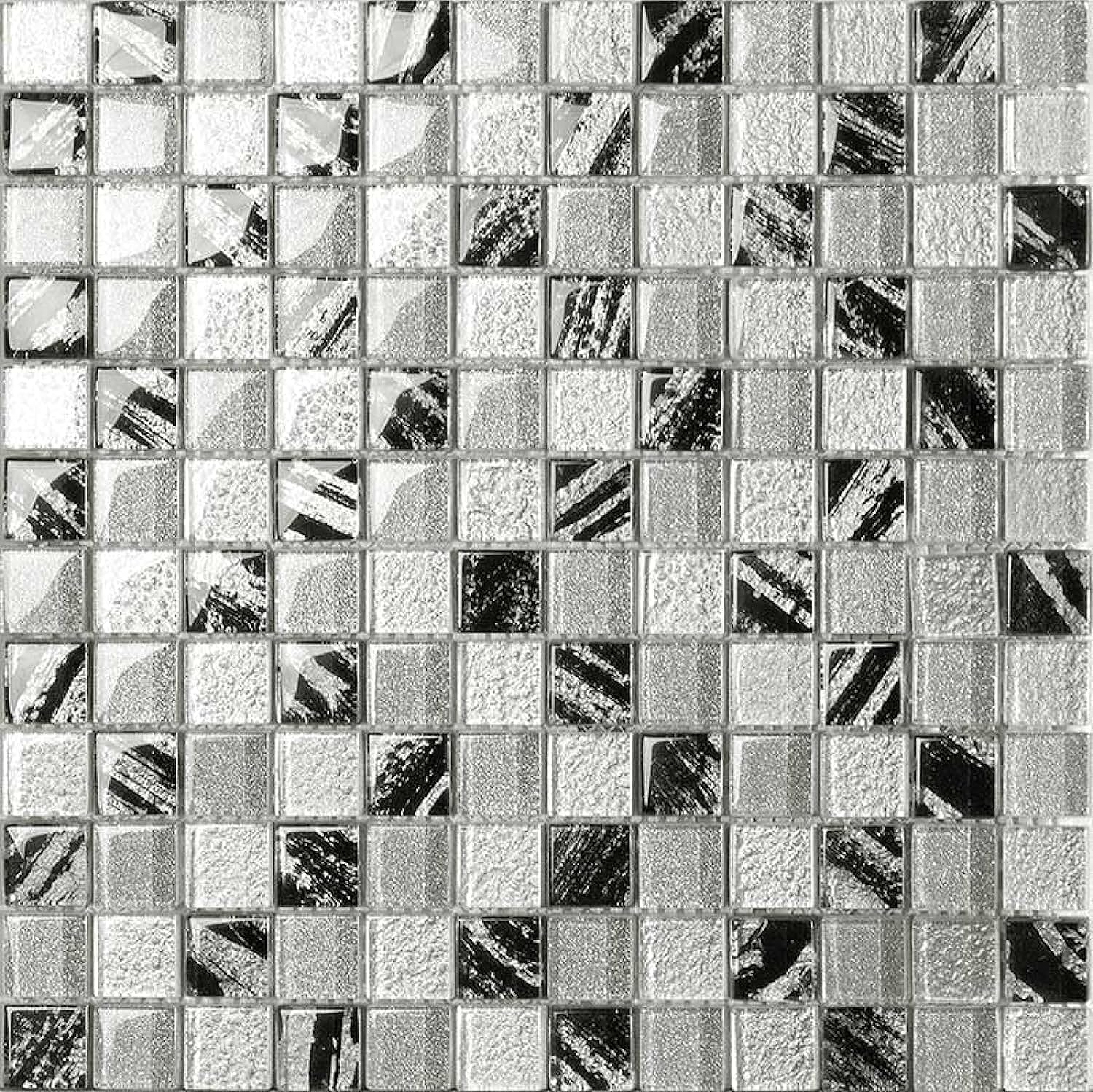 BOXER Byblos Glass Mosaic Tile with Glossy Tiles Ideal for Kitchen and Bathroom
