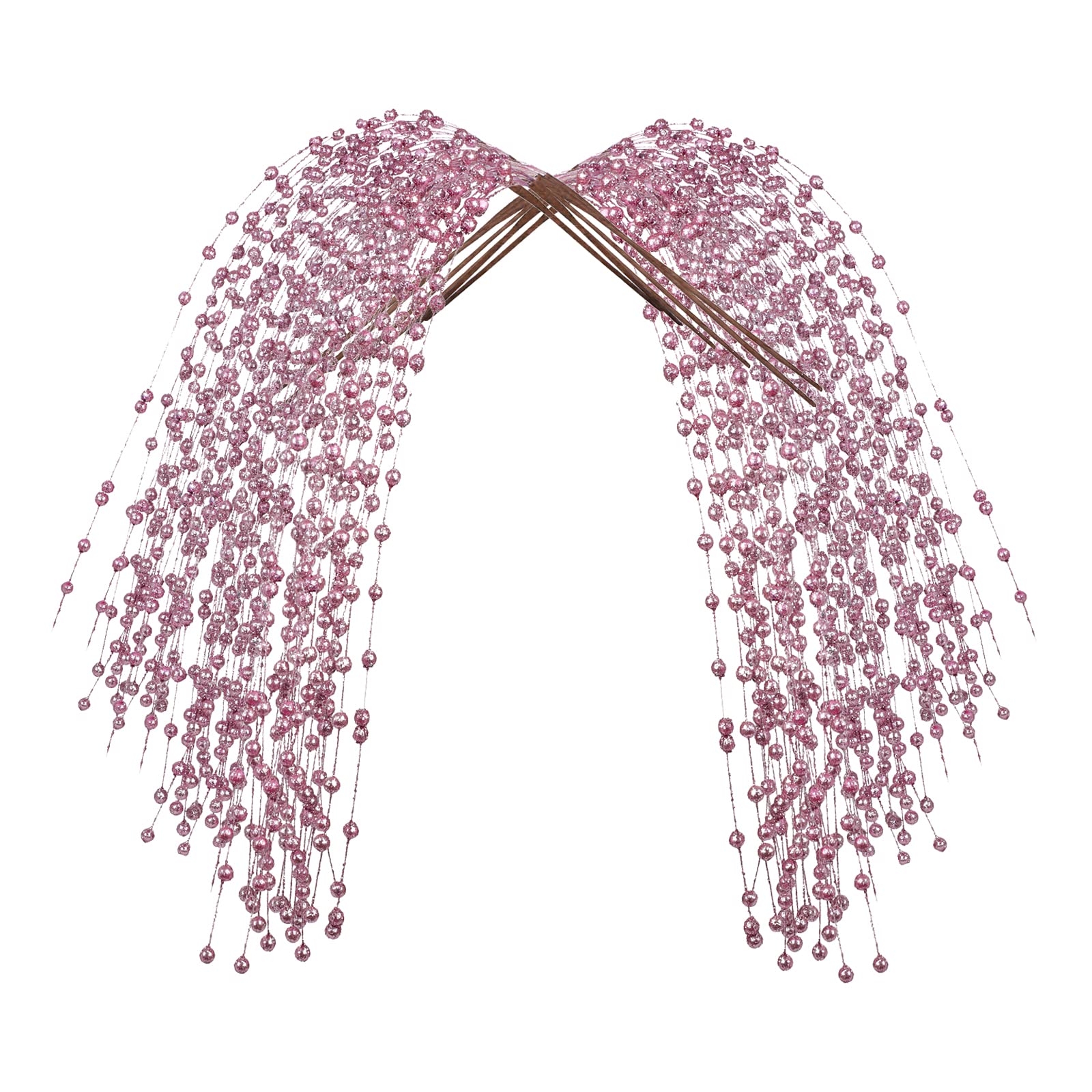 6Pcs Artificial Glitter Berry Stems,76cm Pink Ting Branches,Christmas Tree Stems,Berry Sticks Weeping Willow Decor(Pink)
