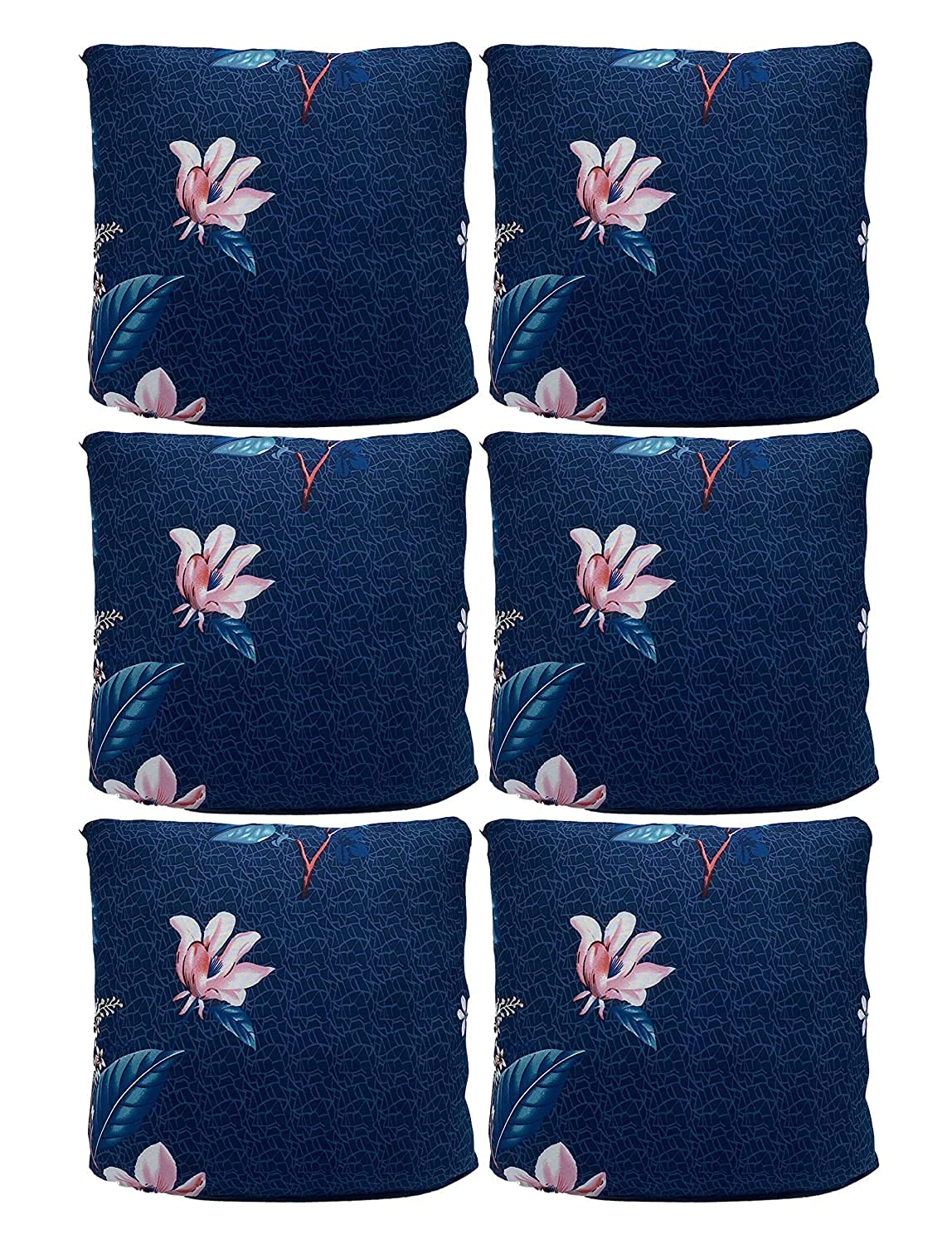 Deejay Polyester Throw Pillow Case Cushion Cover Home Sofa Decorative (Cover Only, No Insert) 42x42cm Dark Blue Lotus (Pack of 6)