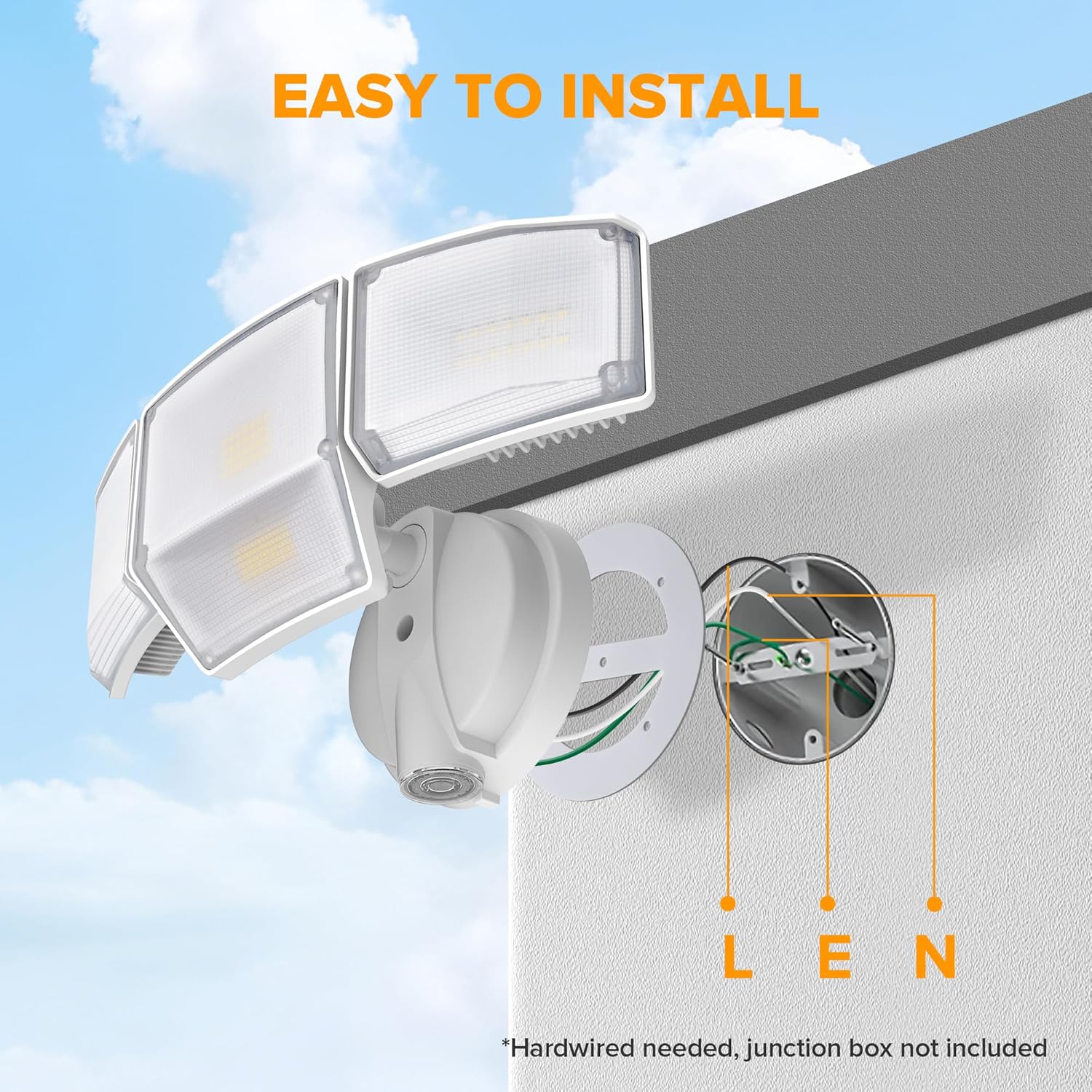 LUTEC 4 Heads and 4 Heads 80W 9000LM Dusk to Dawn Flood Lights Outdoor, Super Bright LED Security Light with Photocell (White)