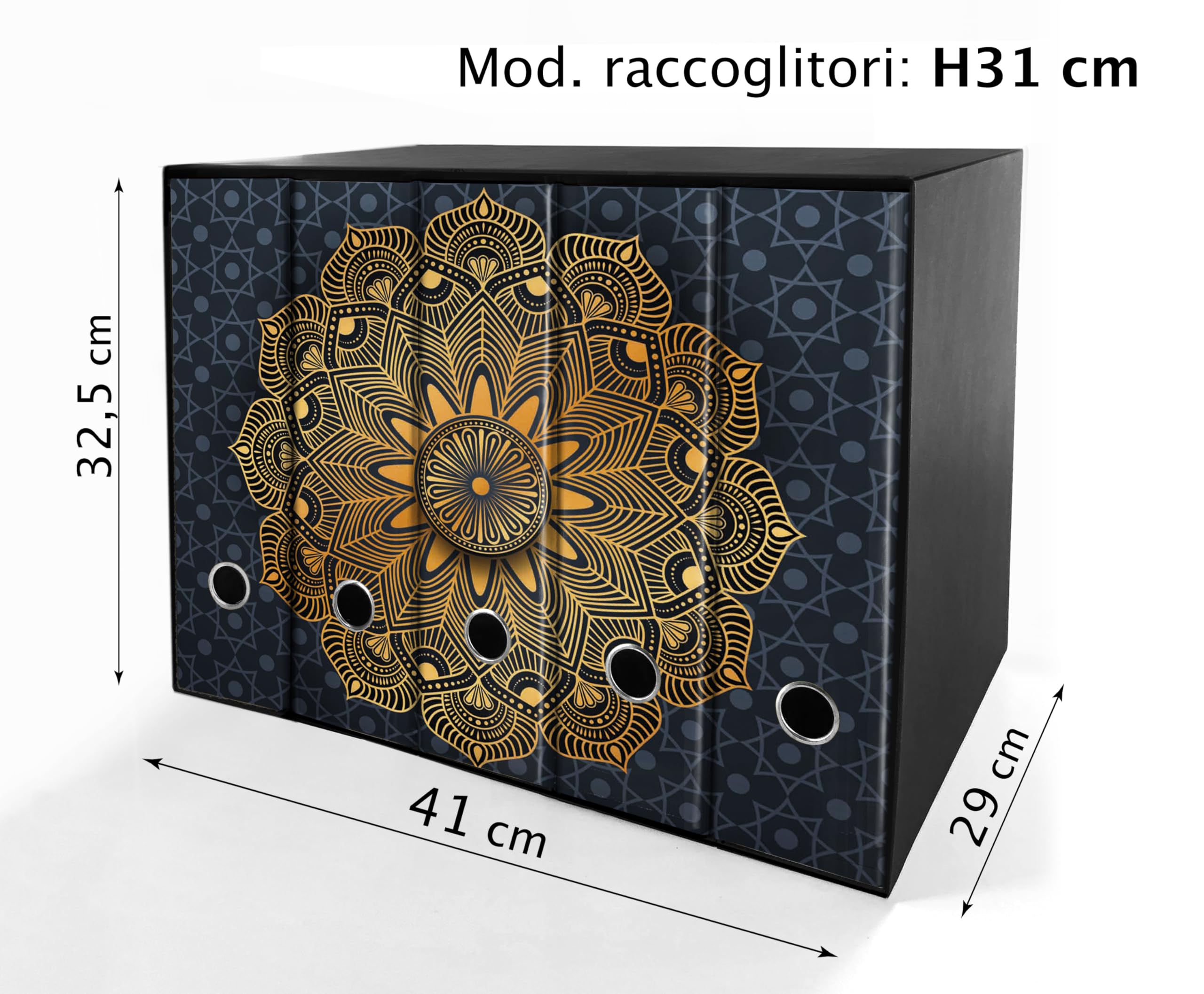 Set da 5 raccoglitori ad anelli MANDALA ORO BLU - Faldoni SHAREPRINTING (H31 con 4 anelli)