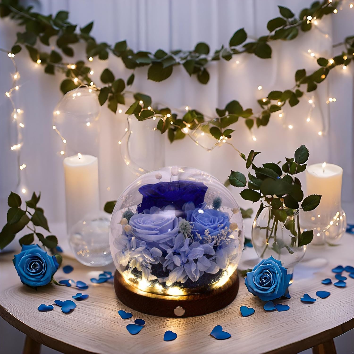 Preserved Eternal Blue Real Rose Gift Box Long-Lasting Real Flowers for Women Mom Wife Girlfriend Grandma Mother's Day Anniversary Birthday - Image 3