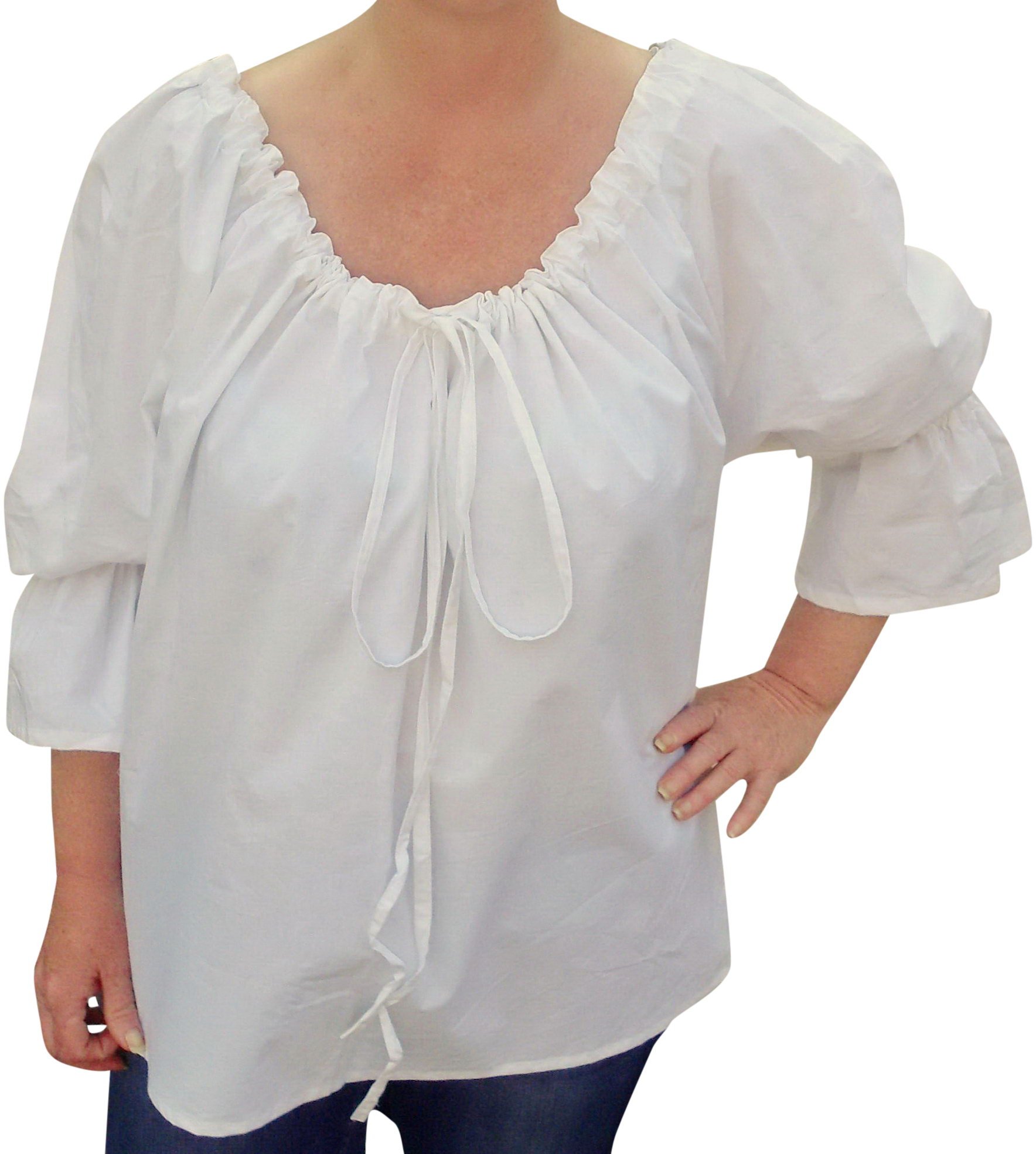 Natural Flow Women's Off-White Cotton Medieval Gothic Larp Cosplay Pirate Wench Blouse