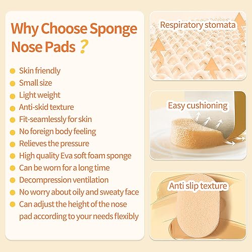 Miniatura 3 de 24 pares de almohadillas de espuma suave para la nariz, autoadhesivas, almohadillas antideslizantes para la nariz, agarres para lentes, lentes de
