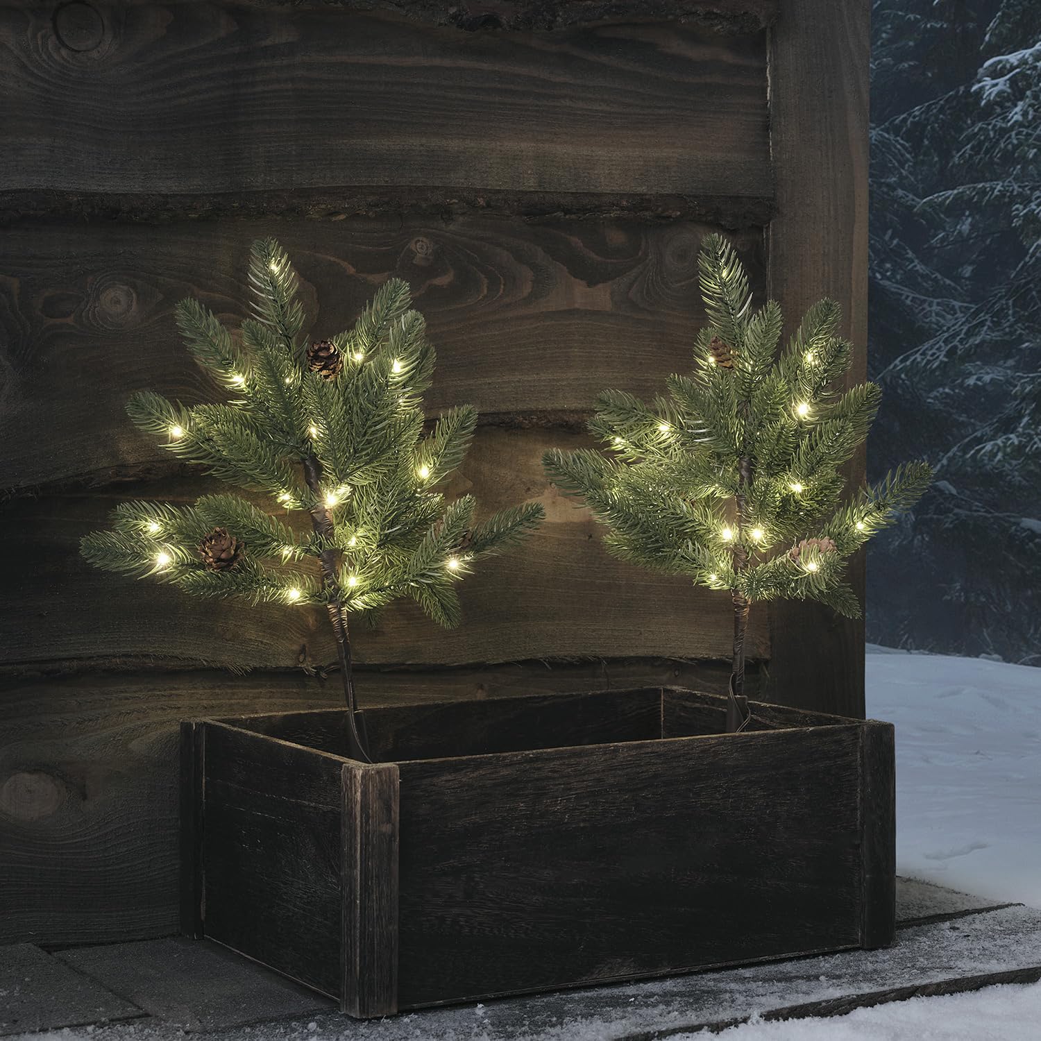 Lights4Fun Set Of 2 Pre Lit Christmas Tree Stake Lights