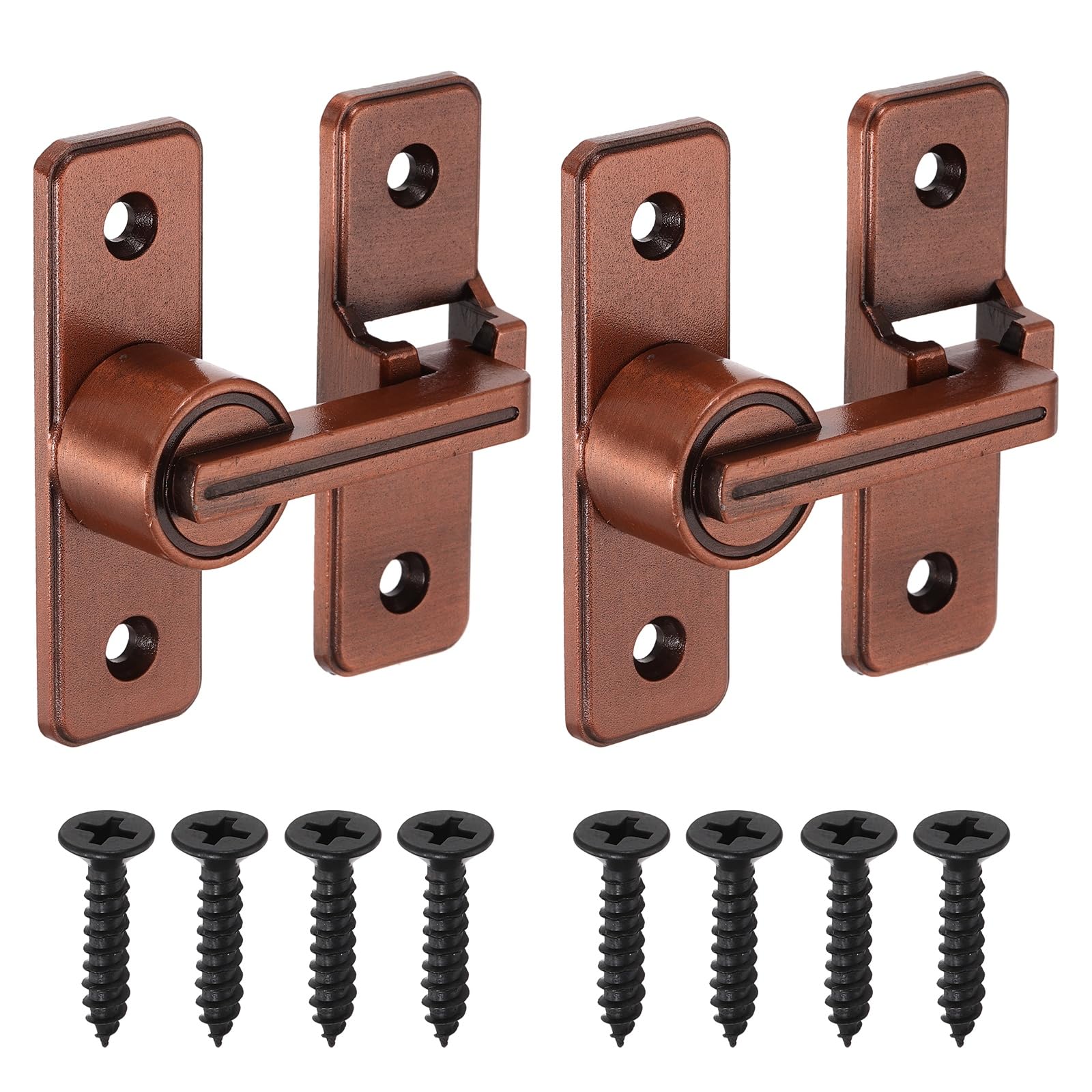 sourcing map 2Pcs Barn Door Lock, 180 Degree Flip Barn Door Lock for Double Hinged & Sliding Doors, Zinc Alloy Sliding Security Latch with Screws for Garden Bathroom Garage, Red Bronze