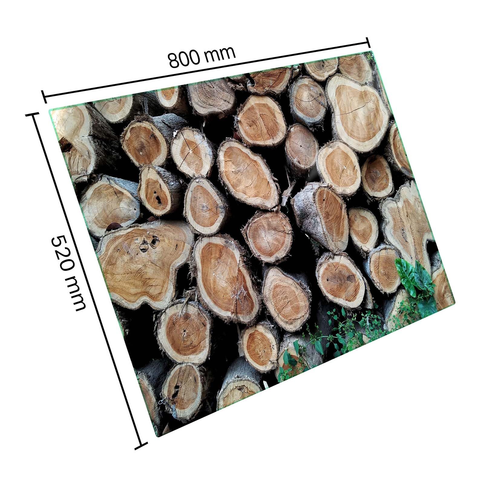 Herdabdeckung Glas 1 Teilig 80x52 – Gehärtetes Glas Schneidebrett & Ceranfeld Abdeckplatte – Hygienisch & Rutschfest – Schutz für Induktion, Ceran - Holz Ringe