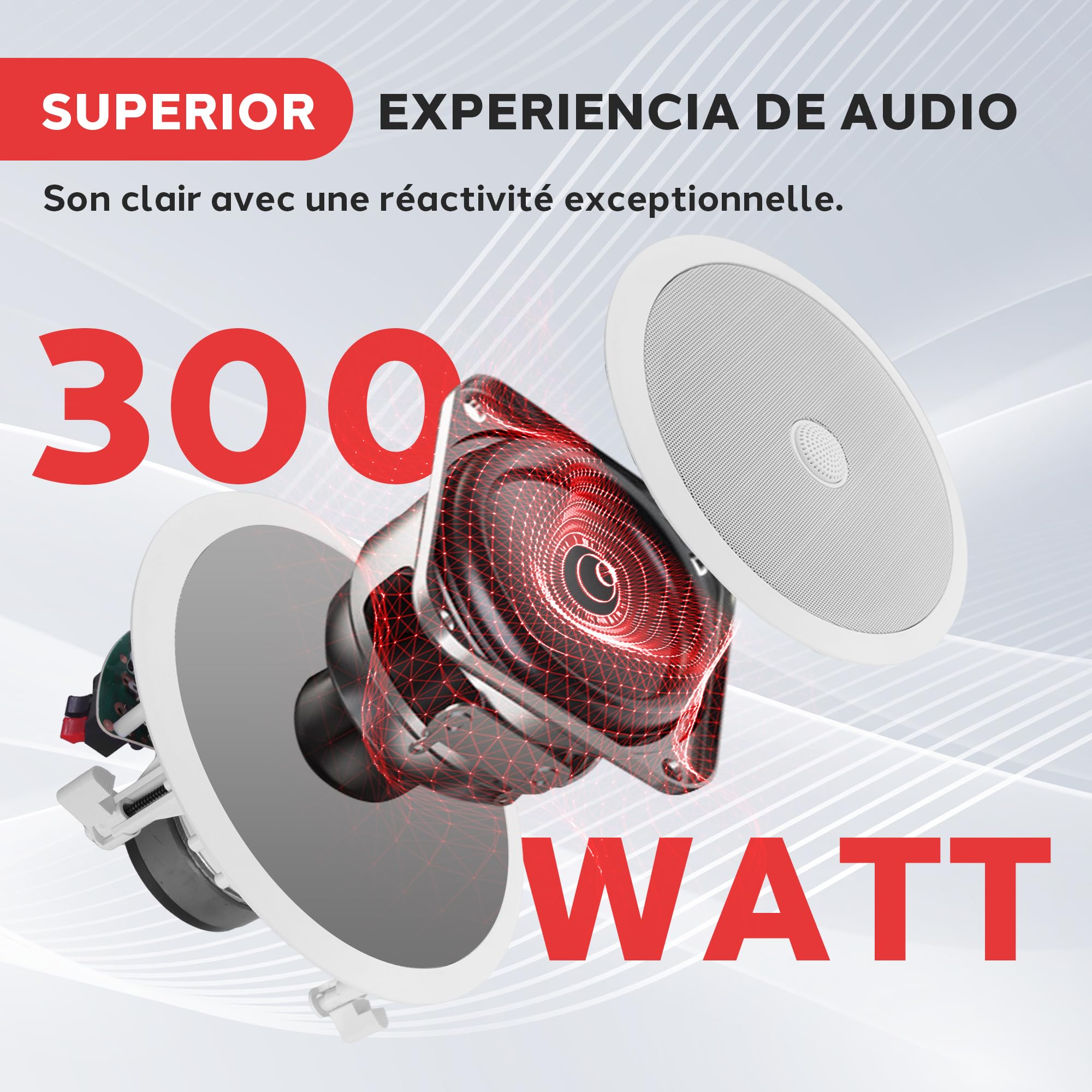 Pyle Enceintes Plafond/Murales 8 Pouces – Paire HP 2 Voies 300W – Woofer + Tweeter Titane Orientable – Son Clair & Puissant
