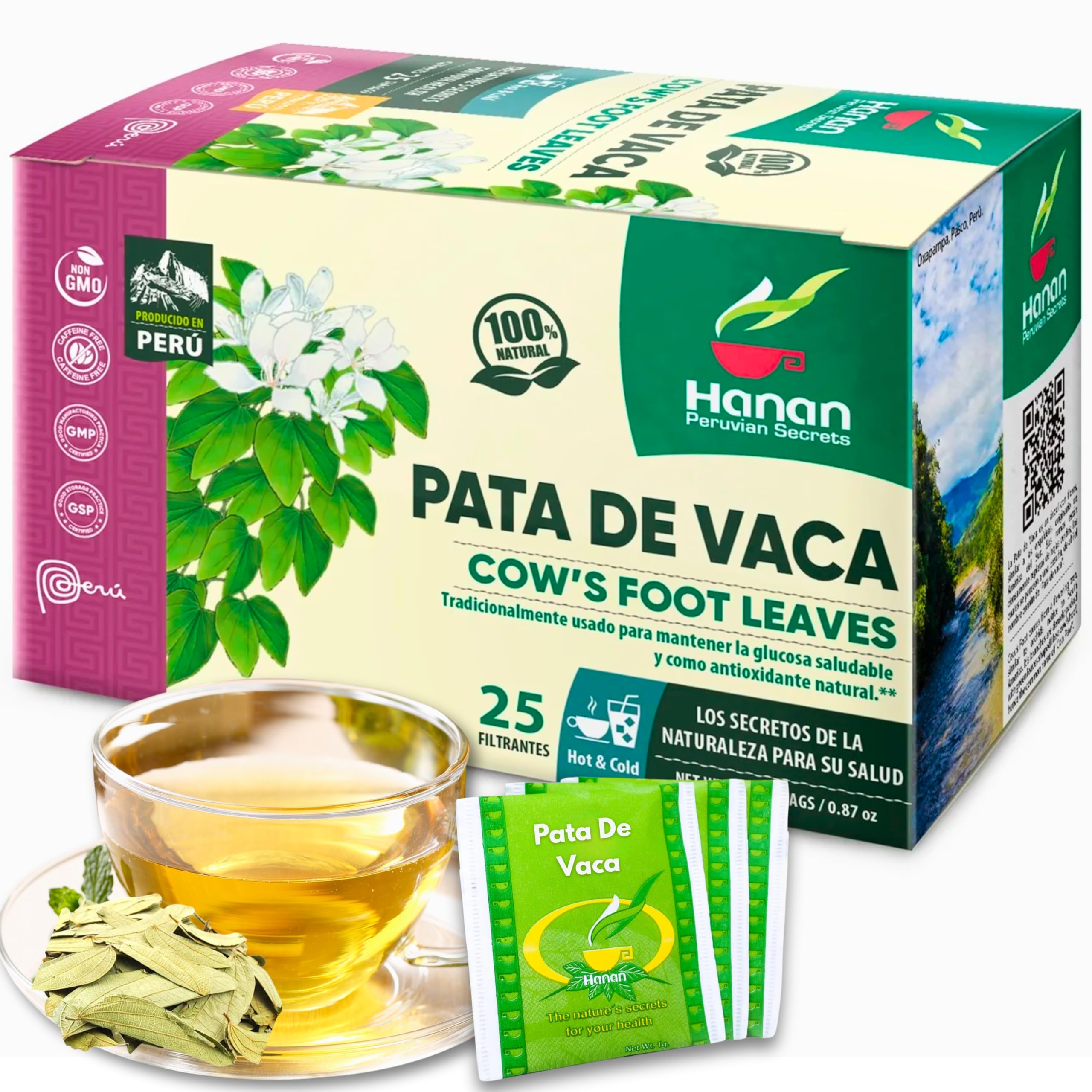 Pata de Vaca (Cow’s Foot Leaf) – 25 Herbal Tea Bags from Peru – Bauhinia forficata for Natural Blood Sugar Management
