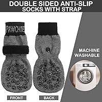 Vista 4 de PAWCHIE Calcetines antideslizantes para perros para suelo de madera dura con correa para interiores, protector de patas de punto, control de tracción