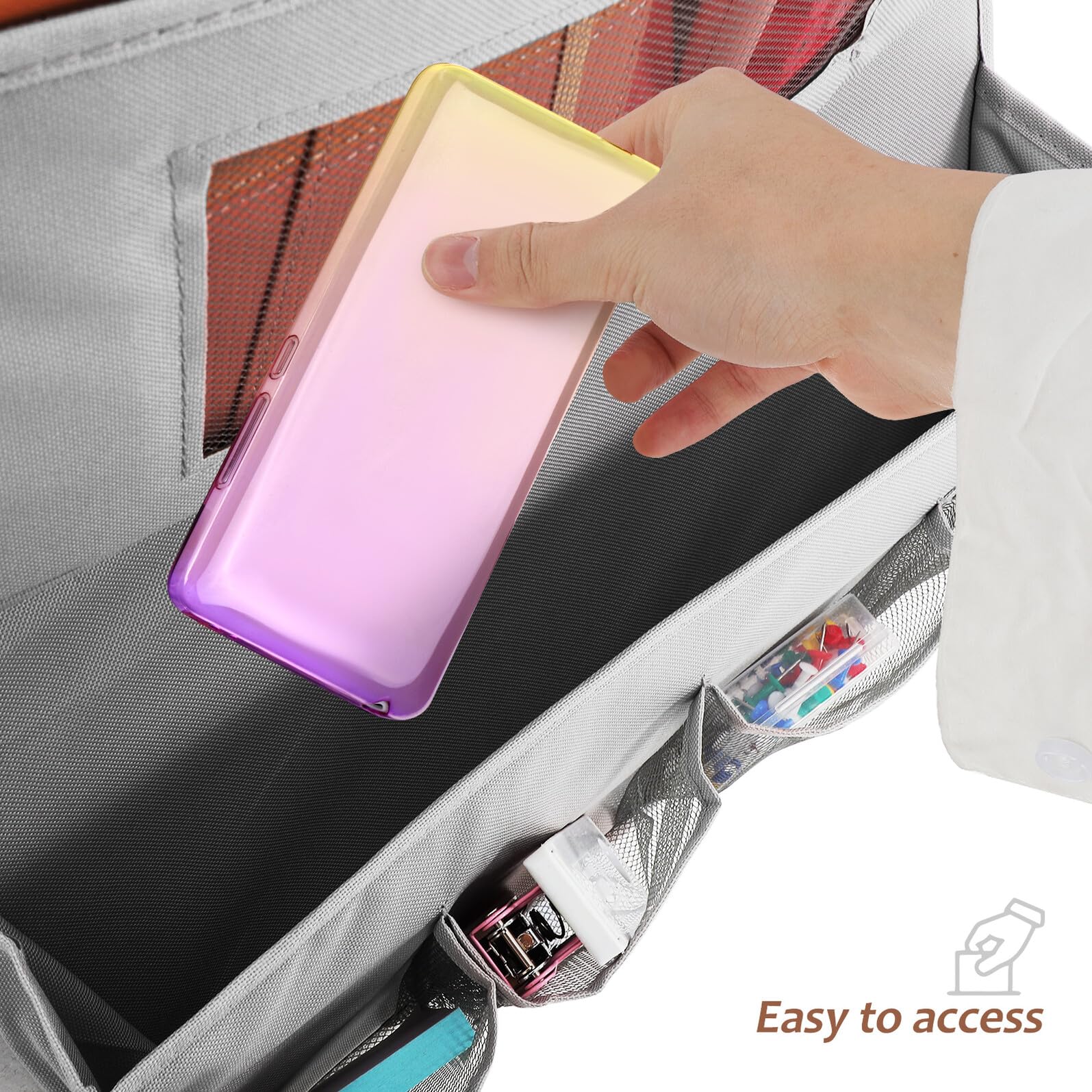 Gatuida Organizer da Parete Appendibile in Tessuto Grigio con Strati e Tasche Multiple Resistente e Lavabile per Porta e Armadio in Camera da Letto e Soggiorno Ottimizza Spazio e Mantiene