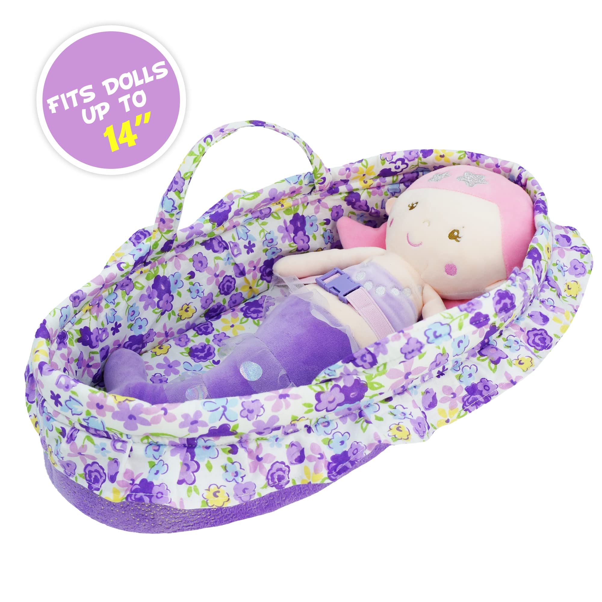 Lullaberry Cozy Dream Doll Bassinet, Baby Doll Portable Carrier, Fits for American Girl Dolls up to 14"(36cm) - Image 3