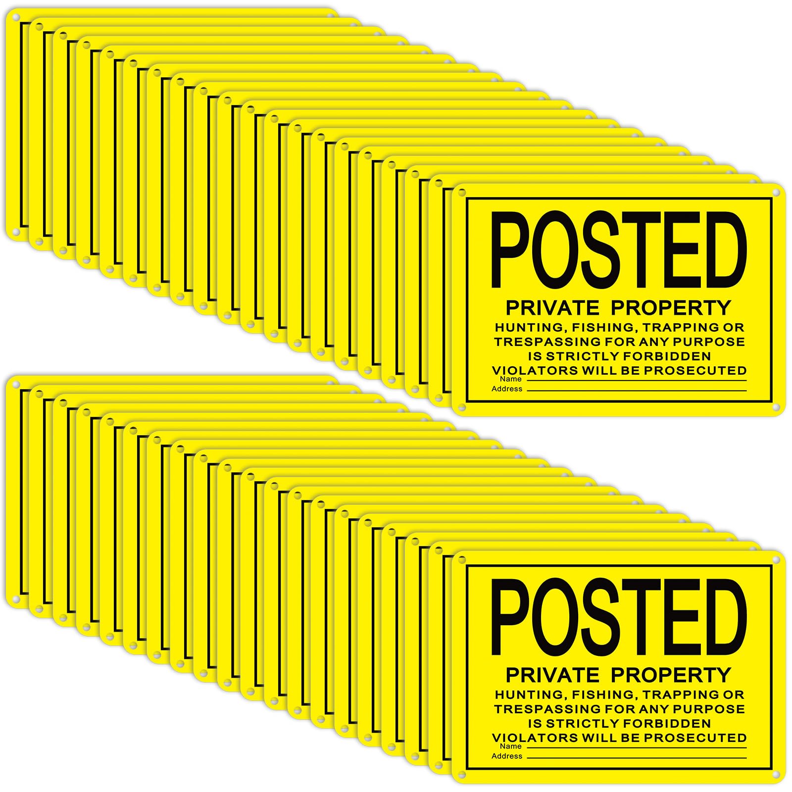 Tandefio 40 Pcs No Trespassing Posted Signs Large Private Property Reflective Aluminum Posted Signs No Hunting Fishing Trapping or Trespassing for