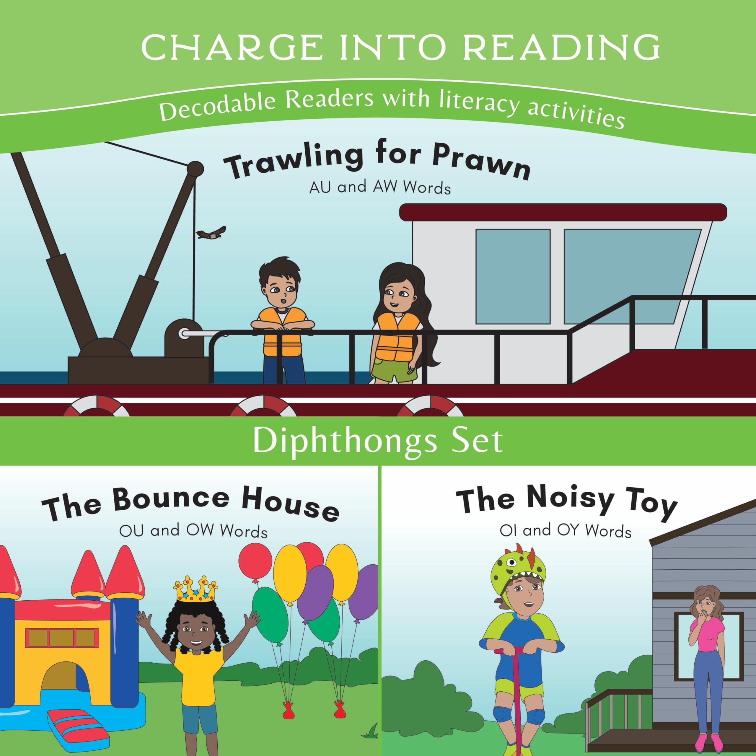 Charge into Reading Decodable Books (Stage 8): 3 Diphthong Decodable Readers to Help First and Second Grade Beginning Readers Learn to Read (OI, OW, and AW Sounds)