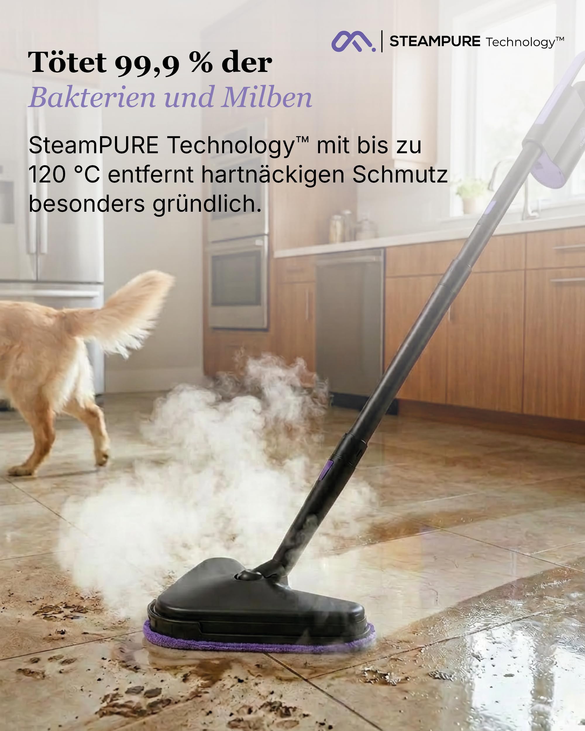Motionflow Dampfreiniger für alles – 16-in-1 Hochdruck Steam Cleaner für Polstermöbel, Teppiche, Bad & Küche – Dampfbürste mit 13 Aufsätzen, 20 Min Laufzeit, 30s Aufheizzeit, 120°C Dampf