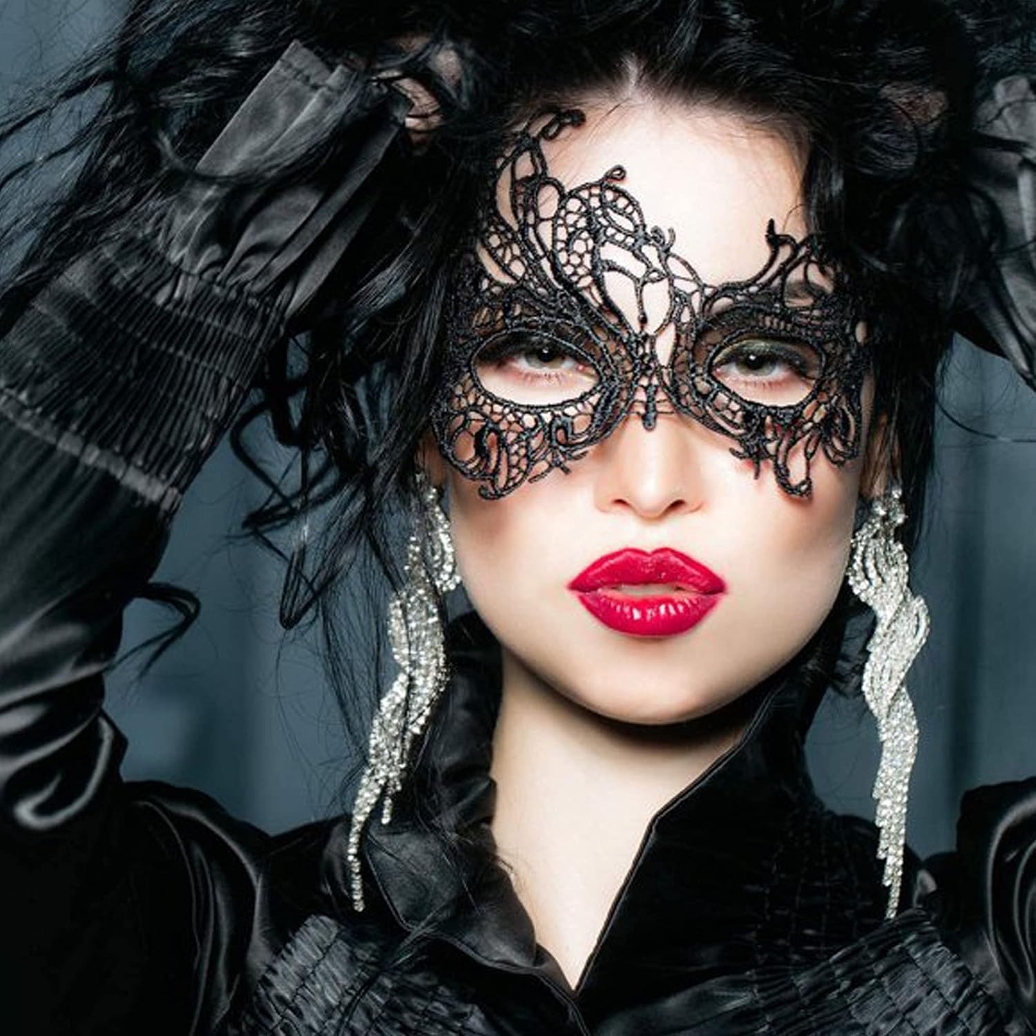 ZKSM Masquerade Mask for Women, Venetian Lace Eye Mask and Black Lace Mask for Prom Ball Costume Hallowmas Carnival Party(8PCS)