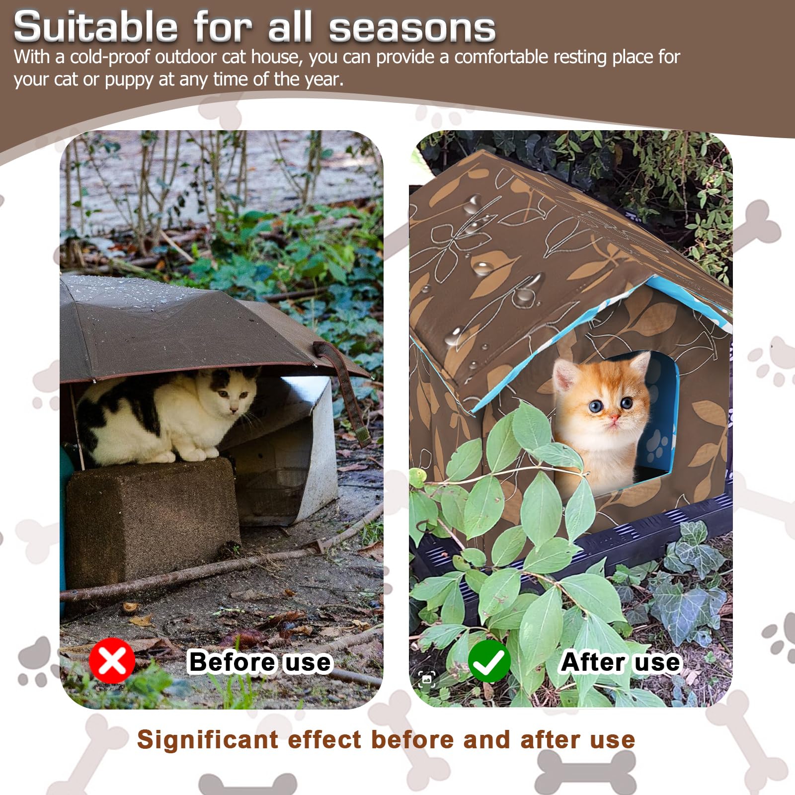 Casetta Per Gatti Esterna Wandgu | Impermeabile E Isolata | 40x38x35 Cm Con Cuscino Lavabile - Foto 13