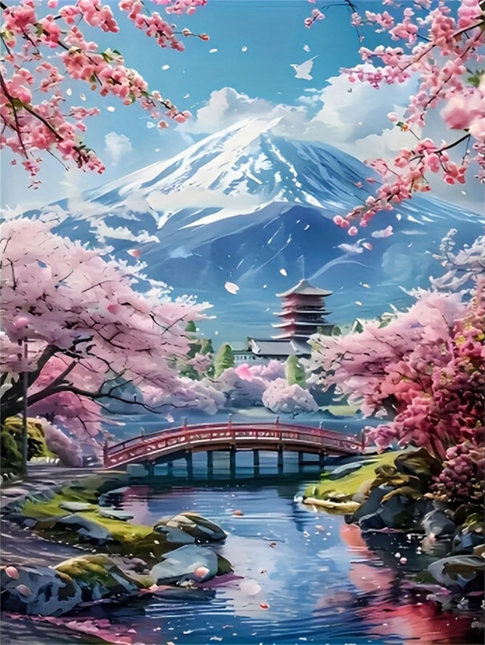 Jiqinsiye 5D DIY Diamond Painting Kit for Adults,Diamond Art Kits for Beginner,Painting by Diamonds,Gem Art Kits Round Drill for Home Wall Decor Gifts for Women, Men (Landscape)