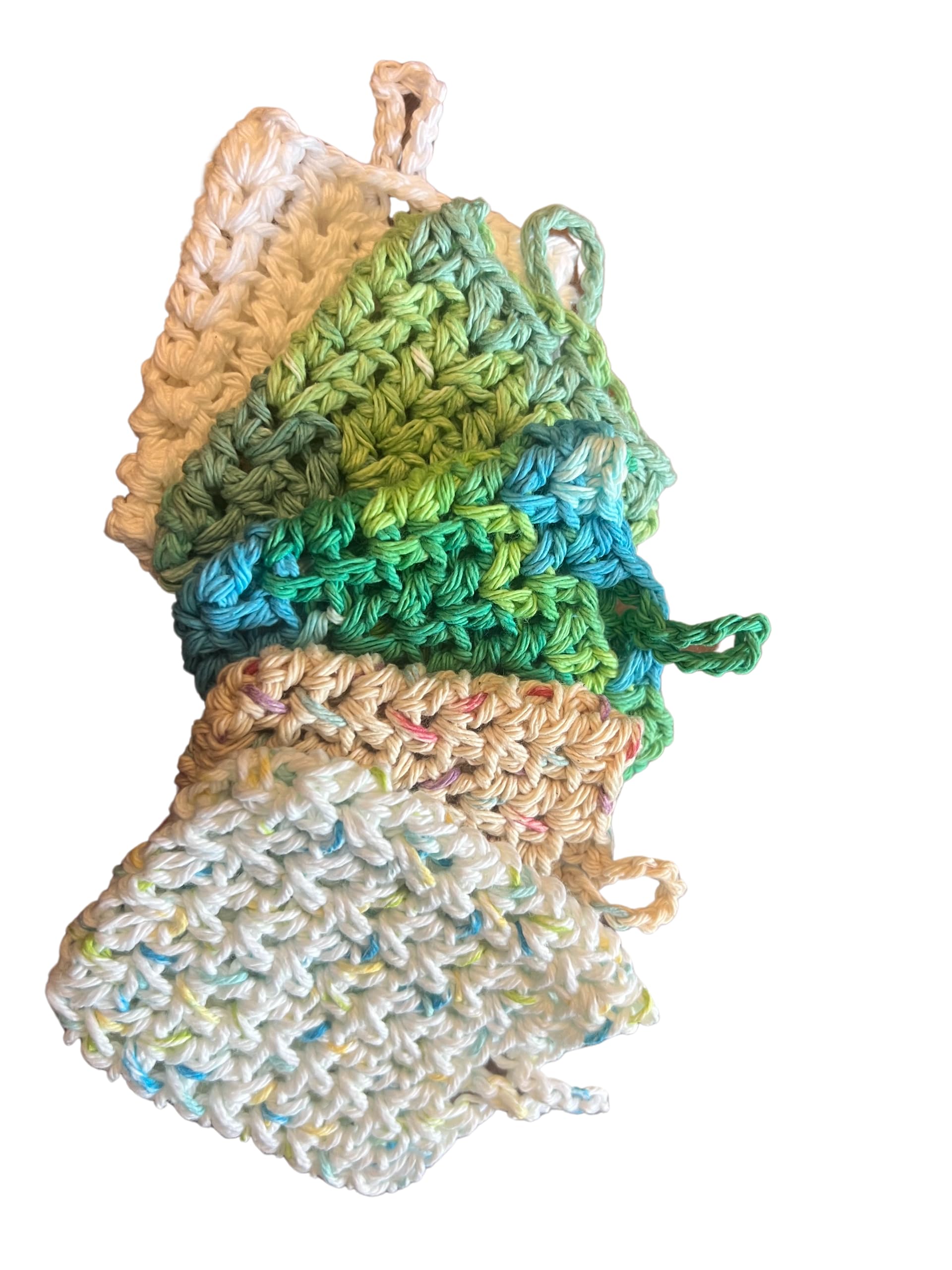 5-Pack Crochet Soap Saver Bags for Bar Soap – Handcrafted Cotton Soap Scrubbies with Hanging Loop – Reusable Exfoliating Shower Pouch – Eco-Friendly