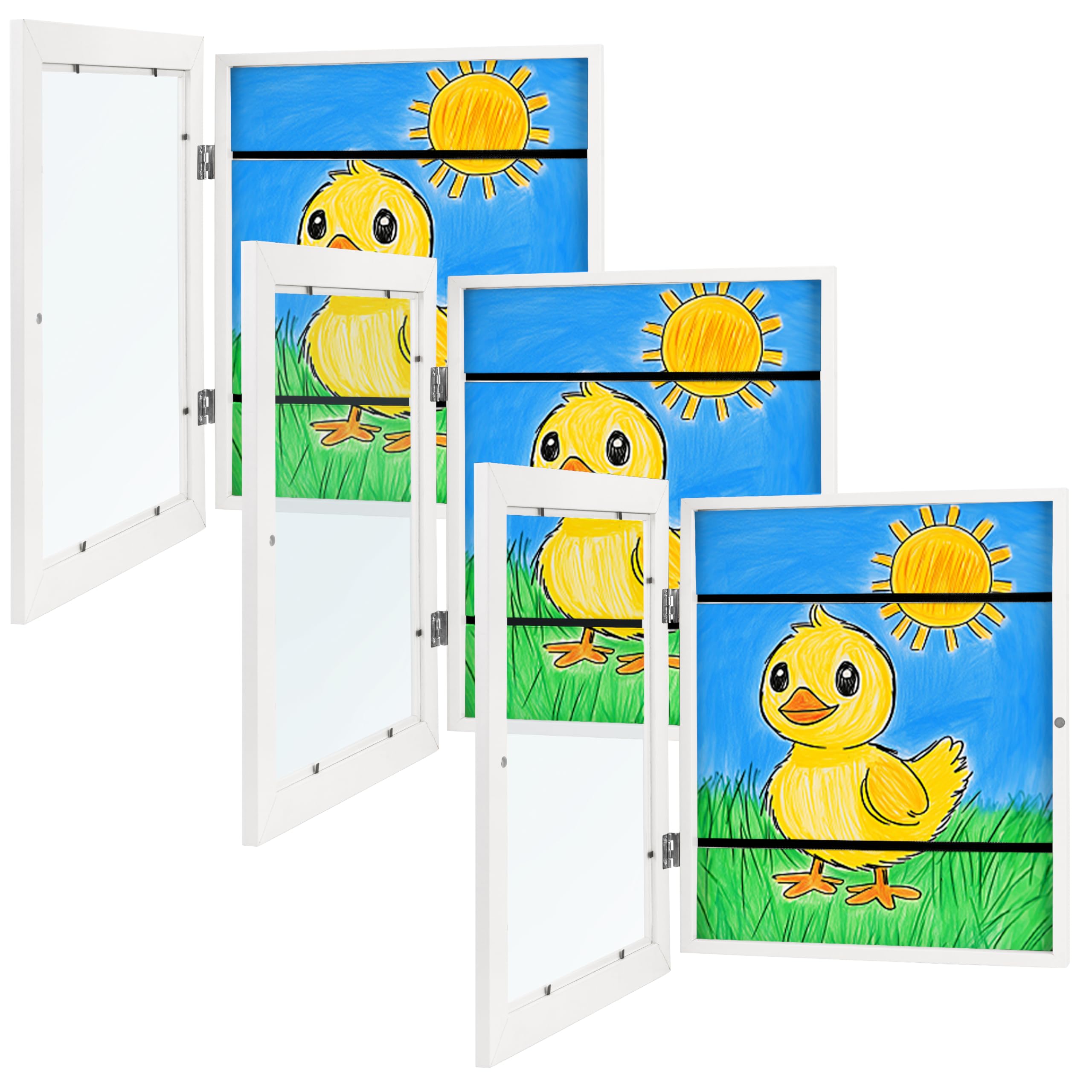 Zenacolor Kids Artwork Frames Changeable - Front-Opening to Display & Store 100 pcs - Set of 3 Kids Art Frame Includes Wall Hooks & Stand - 8.5x11cm -