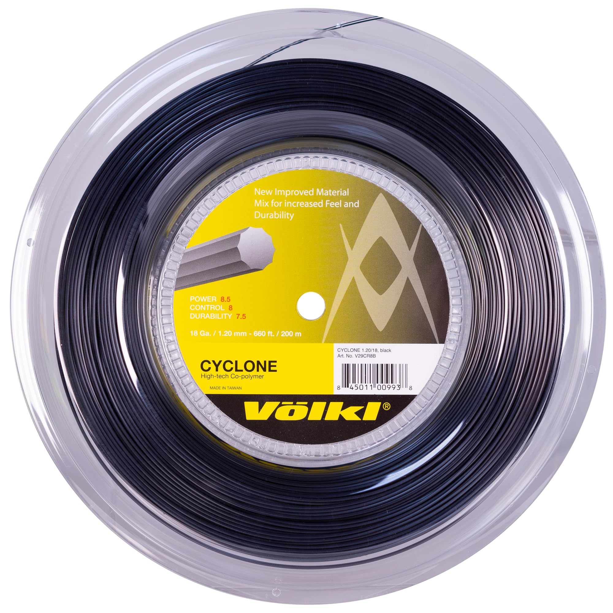 Volkl Cyclone 19/1.10mm Tennis String 200m Reel - Black