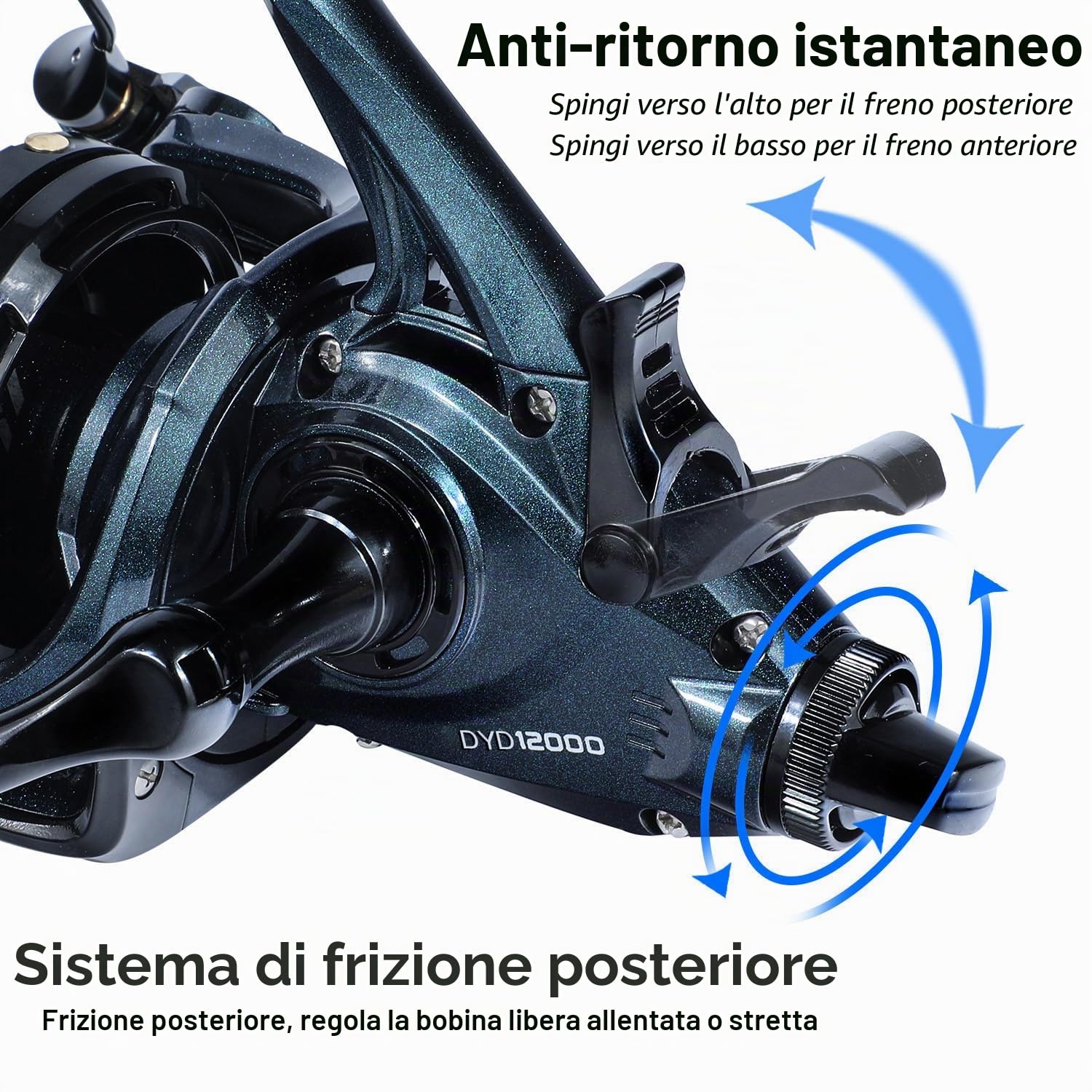 Sougayilang Mulinello da pesca alla carpa, mulinello ultra potente da filatura liscia 13+1BB corpo in metallo 9000/10000/12000 mulinelli da pesca per acqua salata e acqua dolce