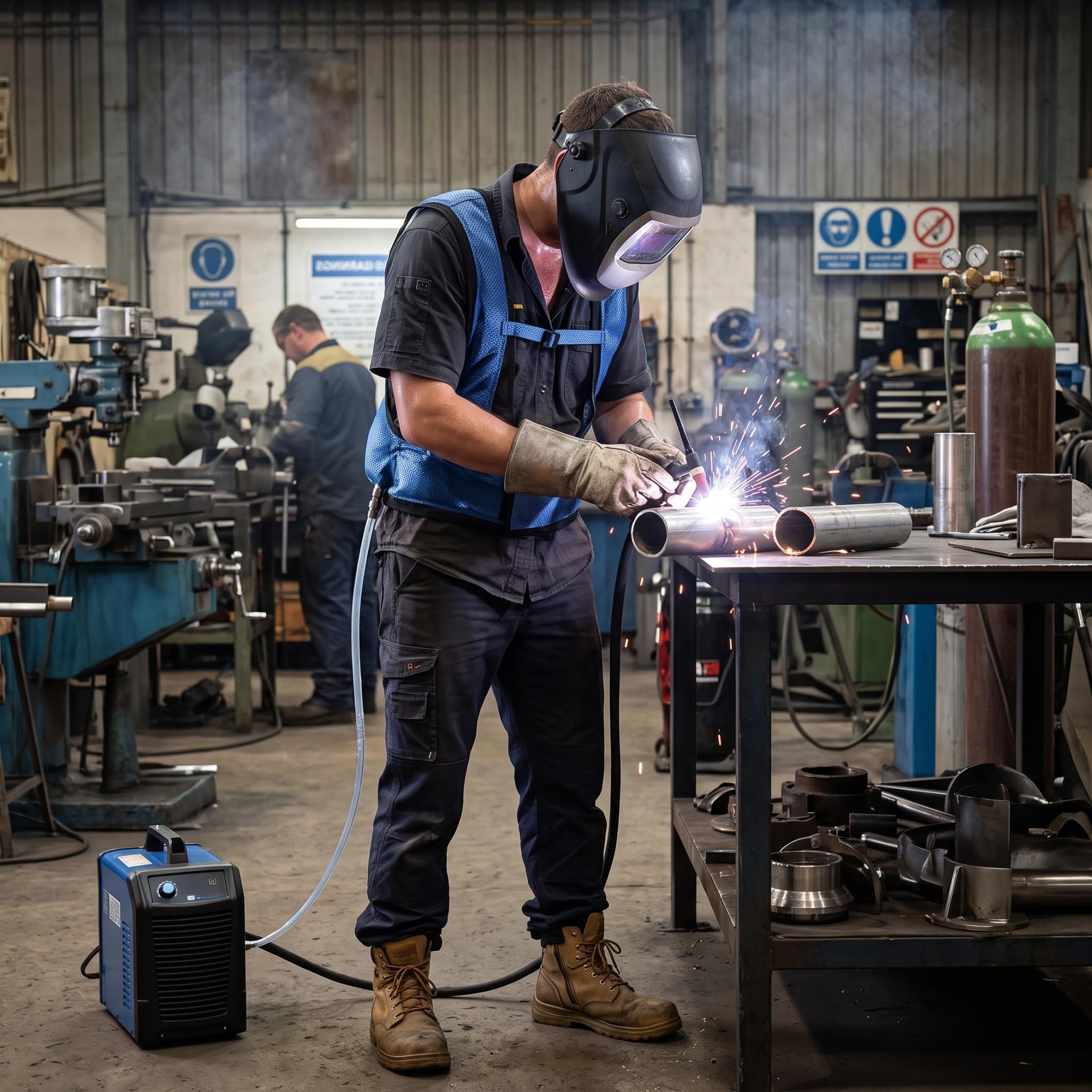 Chaleco de enfriamiento comprimido por aire con tubo de remolino ajustable para hombres, chaqueta de alivio de calor para la industria del acero de soldadura, equipo de enfriamiento de seguridad