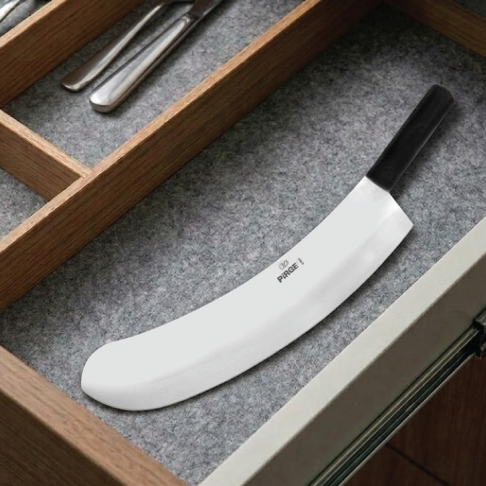 Pirge Ecco Wiegemesser 55 cm Schwarz Einschneidig Edelstahl Profi Küchenmesser Metzgermesser