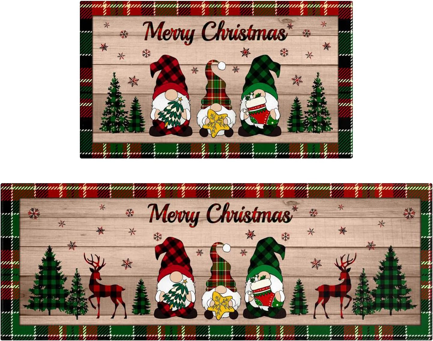 Ideasonna Christmas Holiday Kitchen Rugs Sets of 2