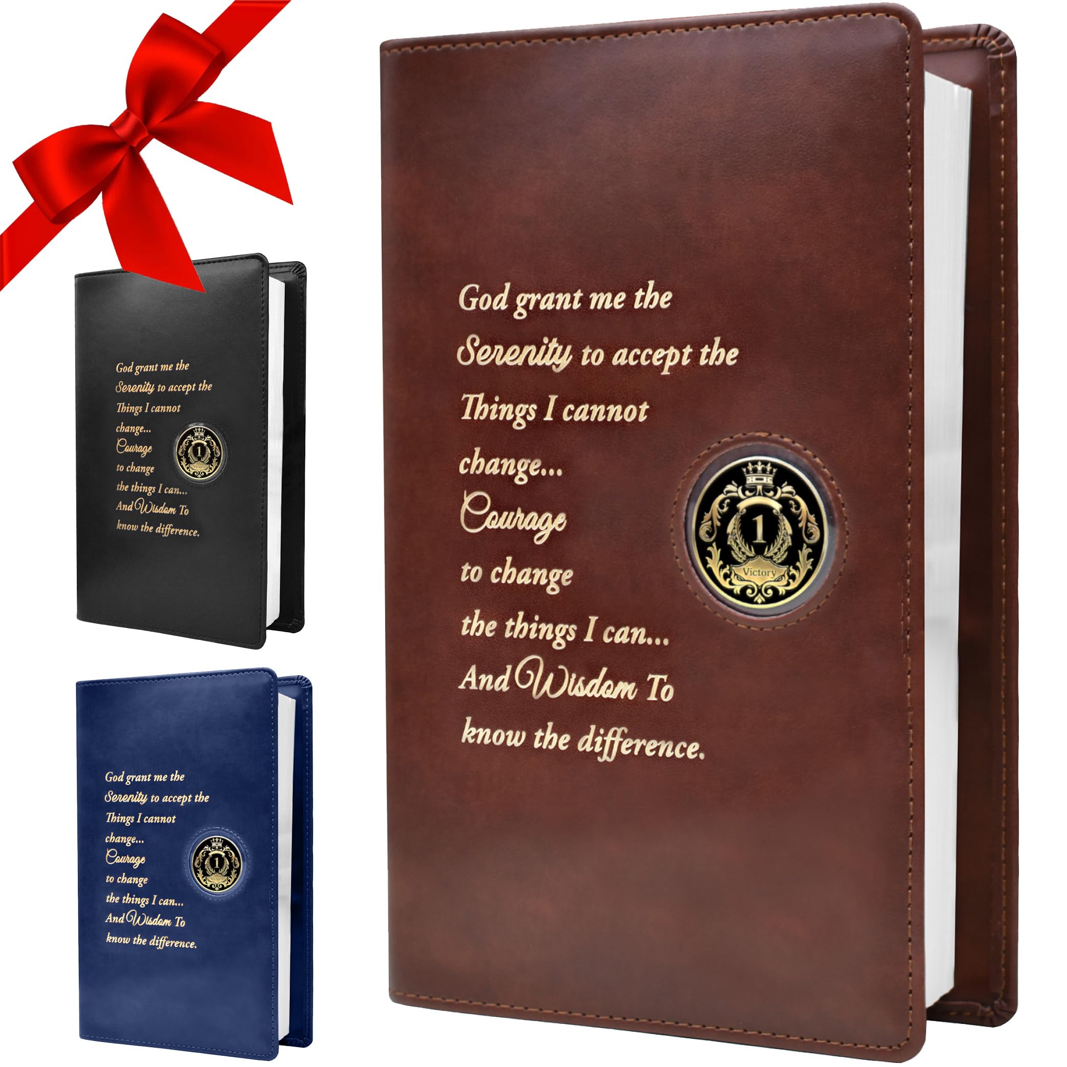 GALILEO Single AA Big Book Cover by Galileo Perfect Gift Alcoholics Anonymous (Single/Serenity Prayer/Brown)