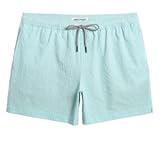 Men's Swim Trunks 5.5 inch Seersucker Beach Shorts Quick Dry Bathing Suits with Mesh Liner