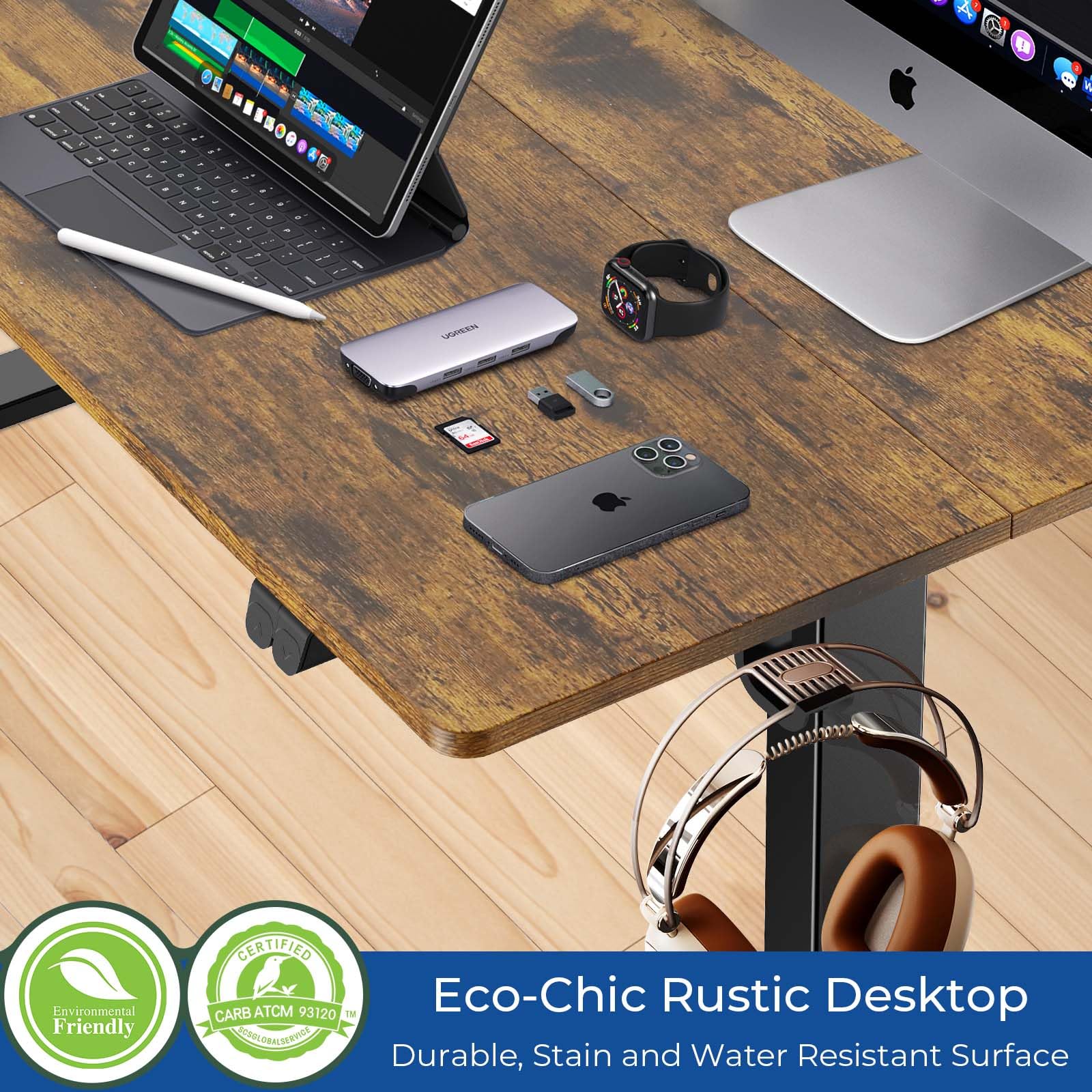 Height Adjustable 48 Electric Standing Desk - Upgraded Ultra Durable Home Office Large Rectangular Computer or Laptop Sit — view 6