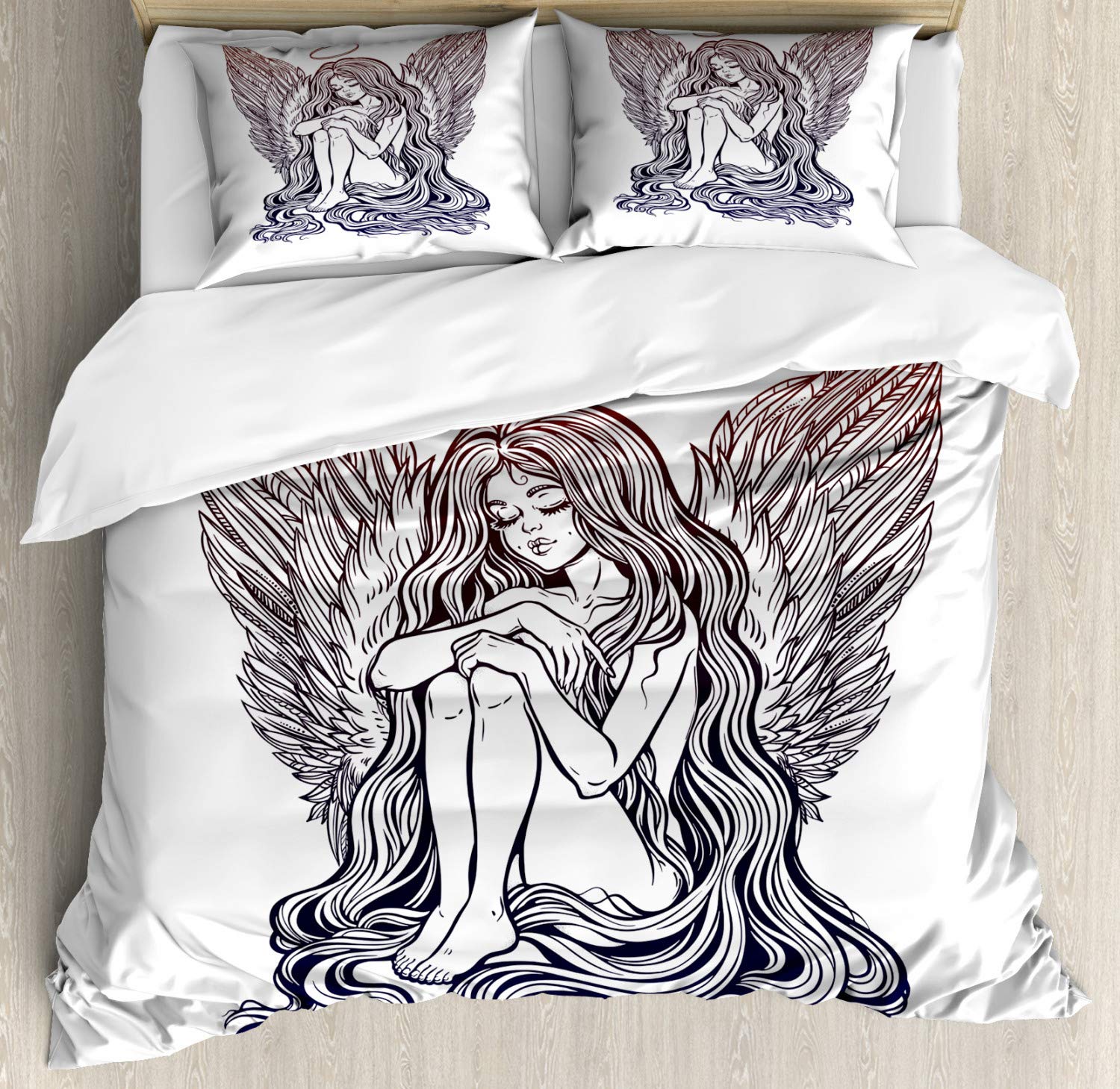 Housse De Couette Simple Brodée Next UK - Ballerine Ange Fée - Rose Gris Blanc