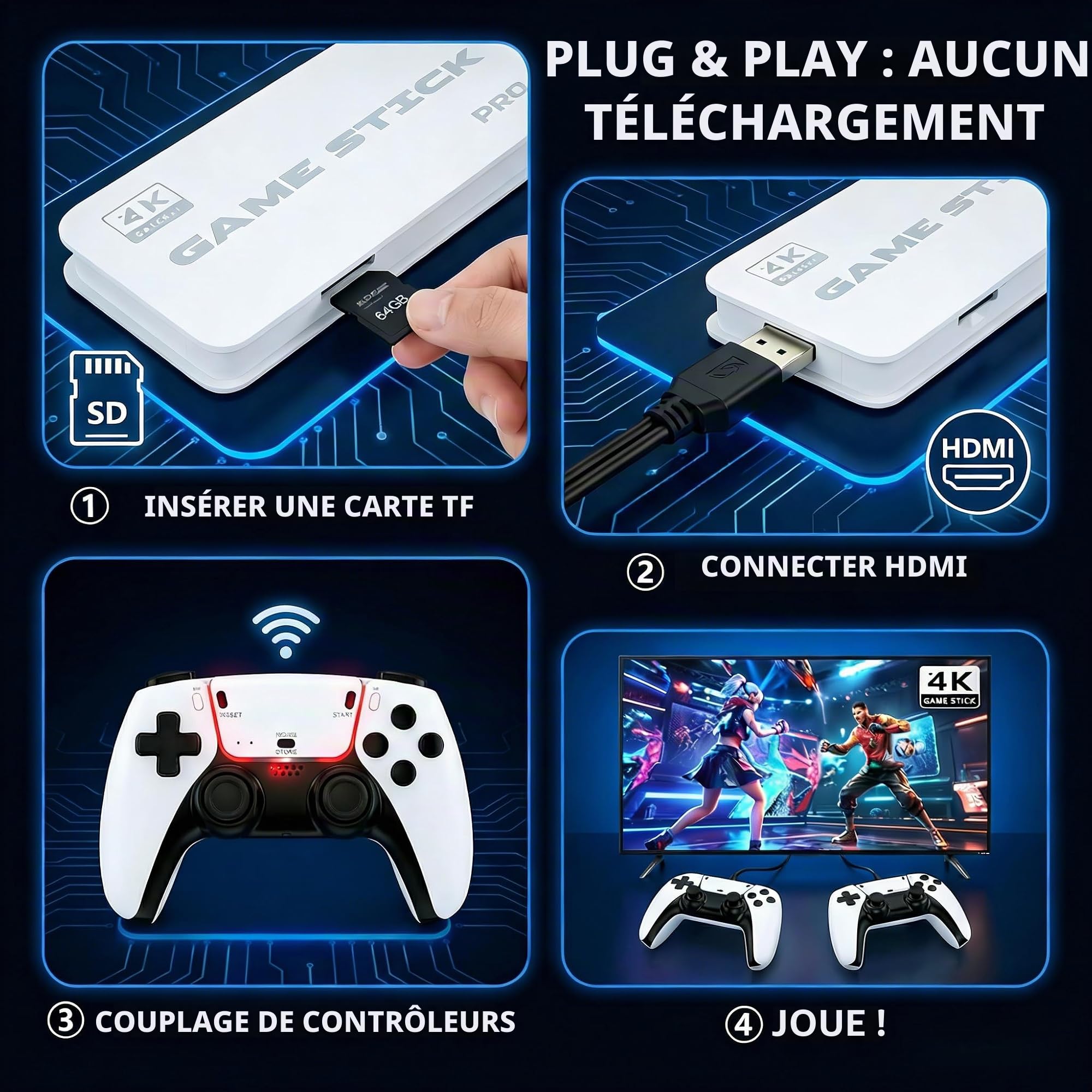 M15 Console Retrogaming avec Plus De 20 000 Jeux Classiques Intégrés,Console De Jeu Rétro Pro avec 2 Manettes sans Fil, Consoles 20000 Jeuxs, HDMI 4k pour Familles Adultes Garçons