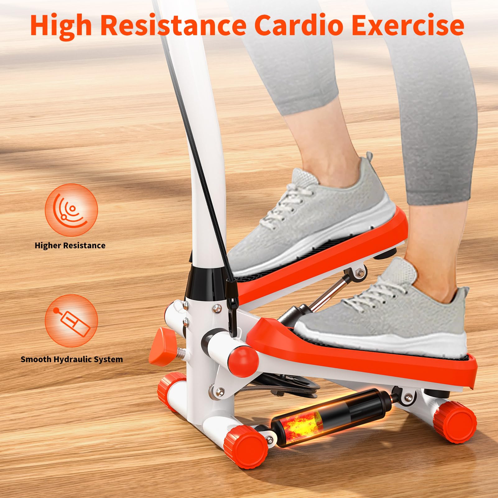 Step regolabile Twist Stepper, macchina per esercizi con fasce di resistenza per allenamento a casa, saliscale per gambe e braccia per tutto il corpo, per allenamento cardio rosso e nero